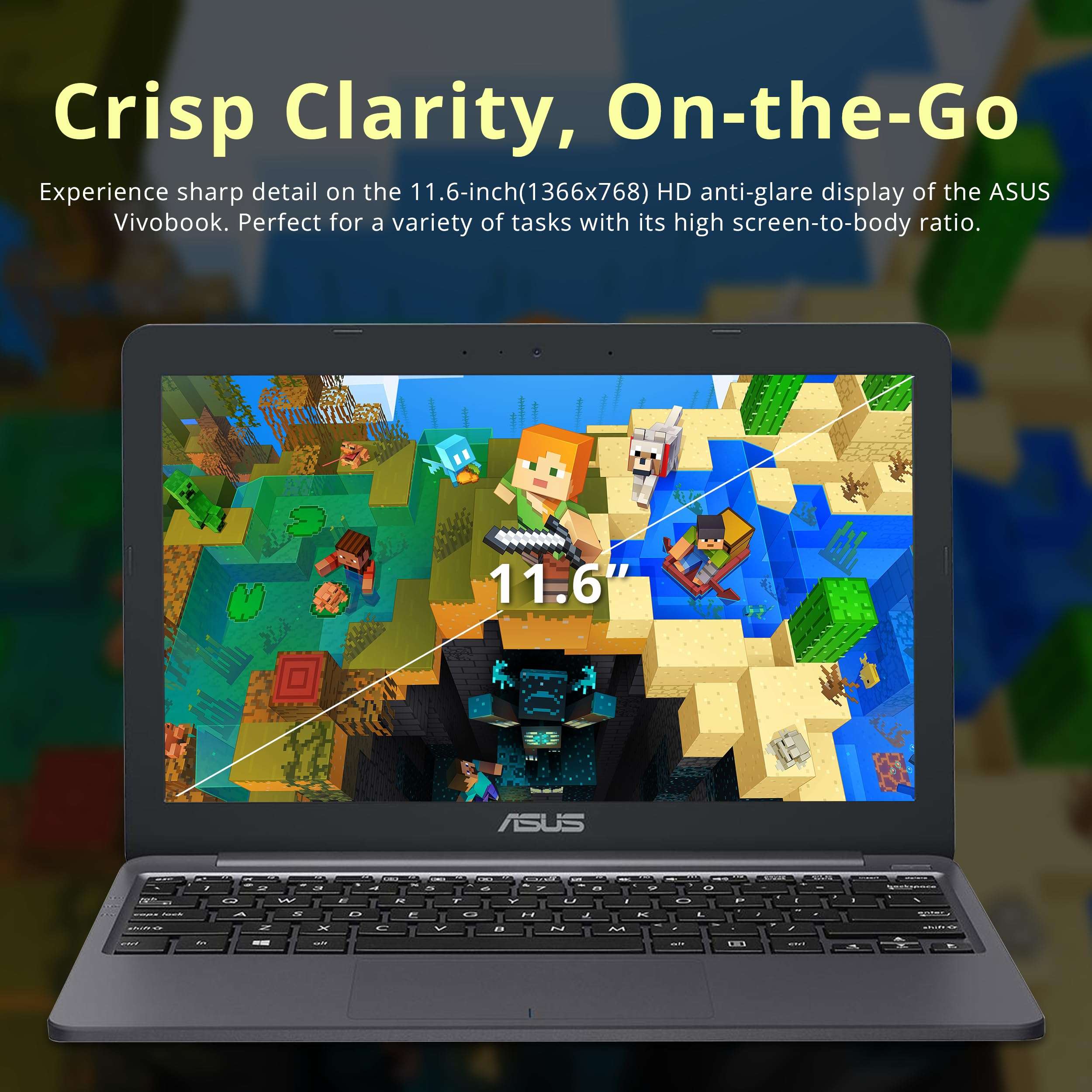 Asus BR1100C 11.6'' HD Rugged Student Laptop, Intel Celeron N4500, 4GB RAM, 128GB SSD, 1 MP Rear Webcam, Webcam Shield, Spill-Resistant Keyboard, Intel UHD Graphics, Win 10 Pro, Dark Grey 5