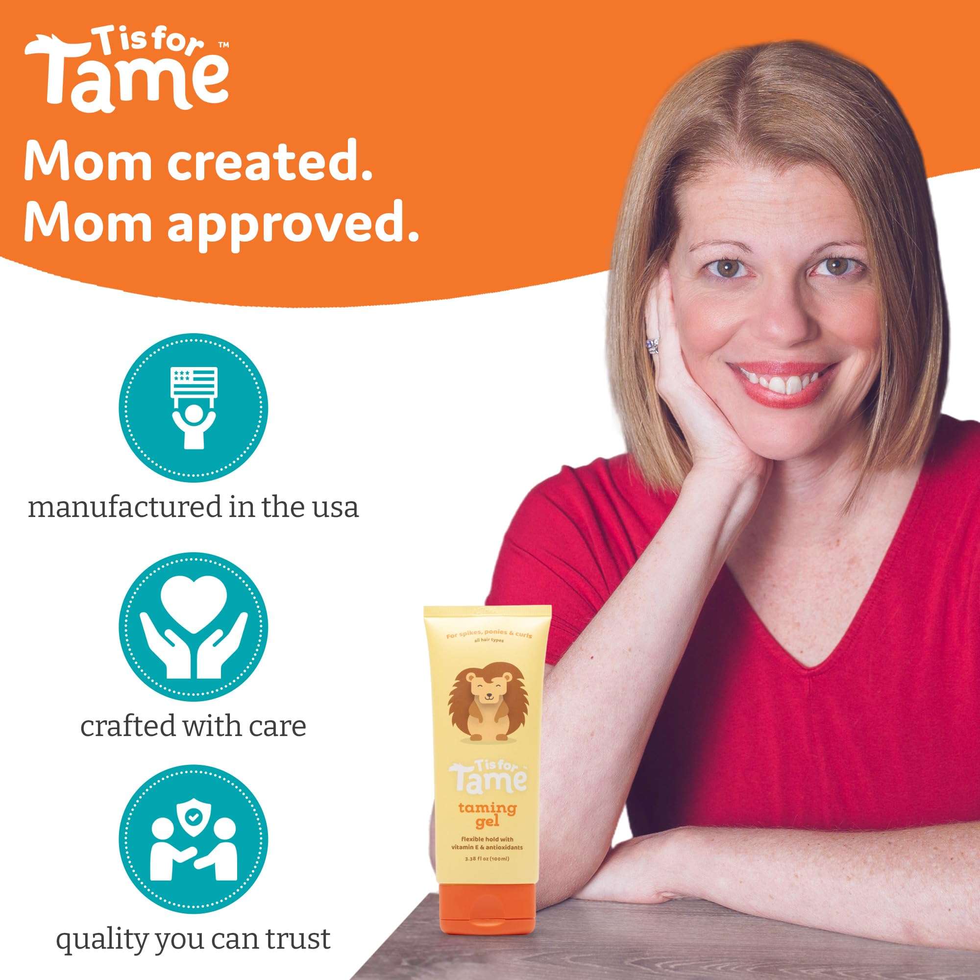 T is for Tame Taming Gel - Boys & Girls Baby Hair Styling Gel for Frizz Control, Flyaways - Natural Toddler, Kids Hair Tamer, Flexible Hold, 3.38fl oz, 1 Pack 5