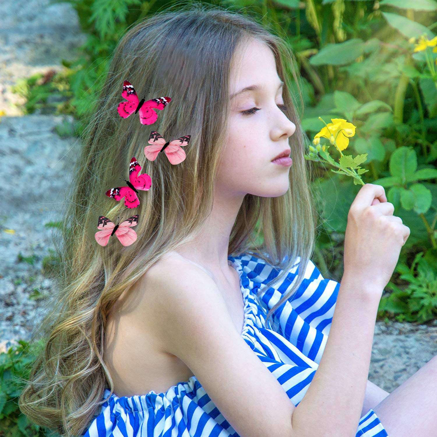 Glan 2 Pieces Butterfly Hair Claw Clips Butterfly Snap Hair Clips for Baby/Teens And Women Hair Styling Accessories (Multicolor) (M9) 4