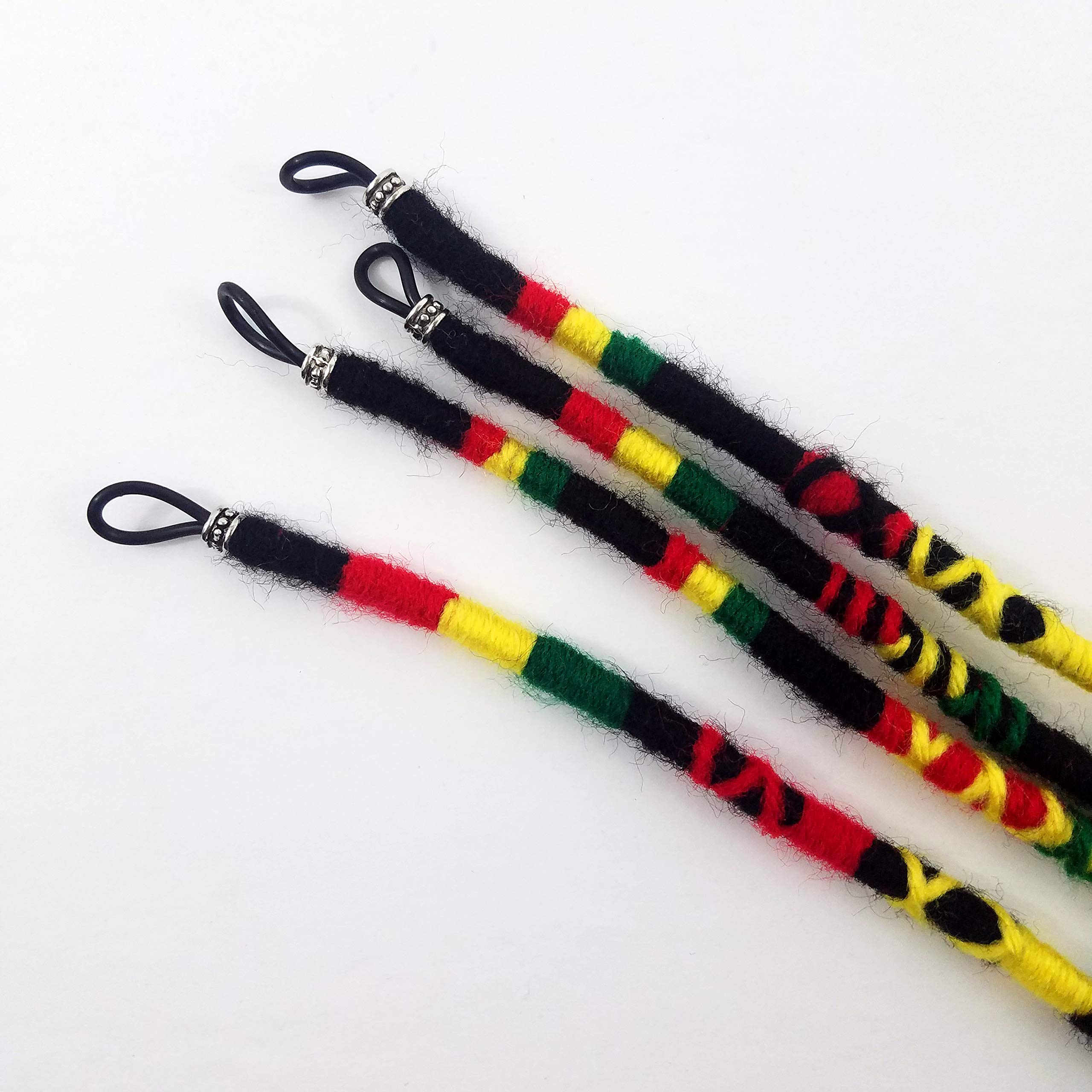 Rasta Colors Red, Yellow, Green, Black - Hippie Hair Extension, Qty: 1 Dreadlocks Accessory, Dread Wrap, Hair Fall, Hair Wrap, Colorful Accessories for Dreads, Braids, Curls 5