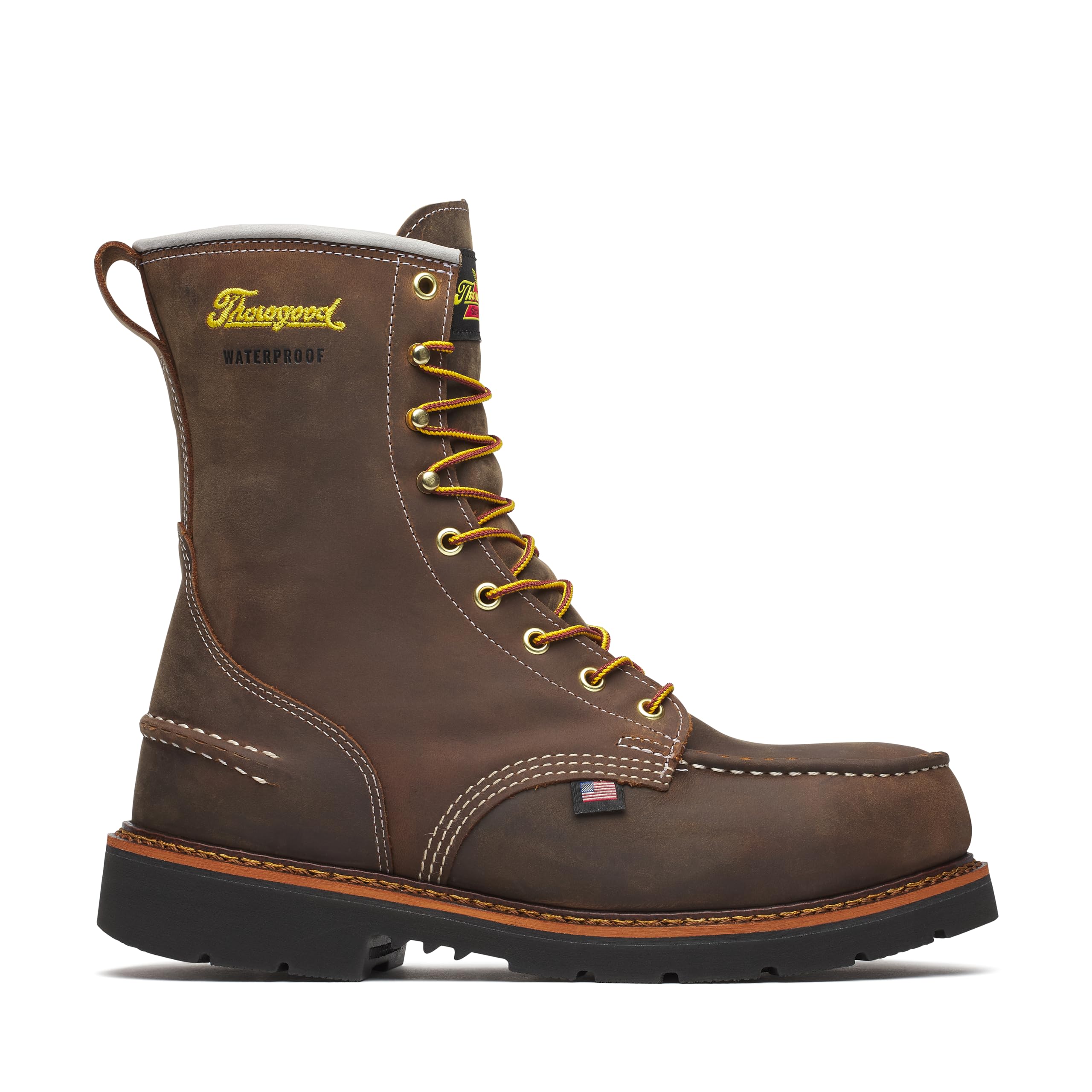 Thorogood 1957 Series 8” Waterproof Steel Toe Work Boots for Men - Full-Grain Leather with Moc Toe, Slip-Resistant Heel Outsole, and Comfort Insole; EH Rated, Crazy Horse - 11.5 D 2