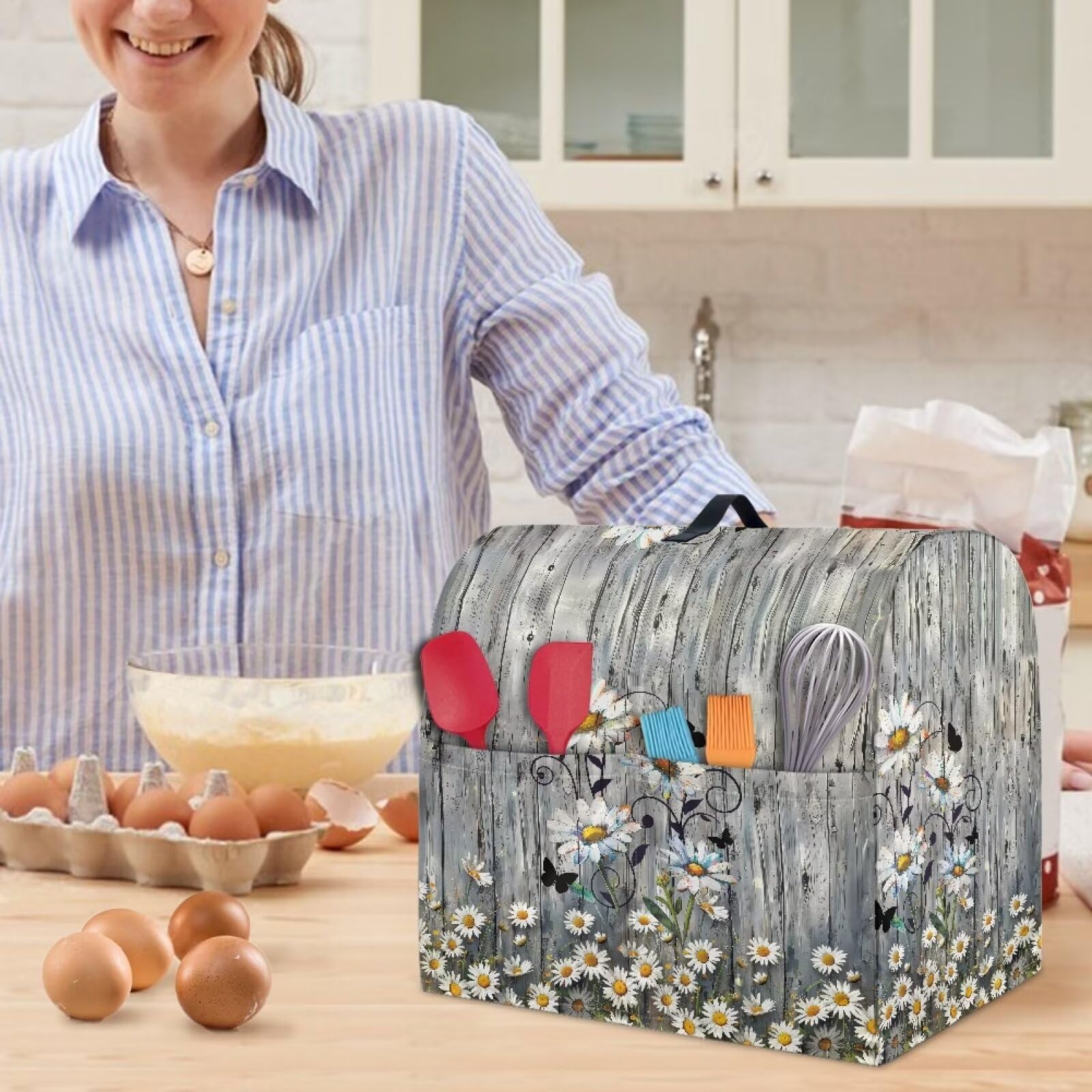 Hzeswody Daisy Kitchen Aid Mixer Cover, Stand Mixer Cover Compatible with Kitchen Aid Hamilton Stand Mixer, Kitchen Aid Covers for Stand Mixer 6