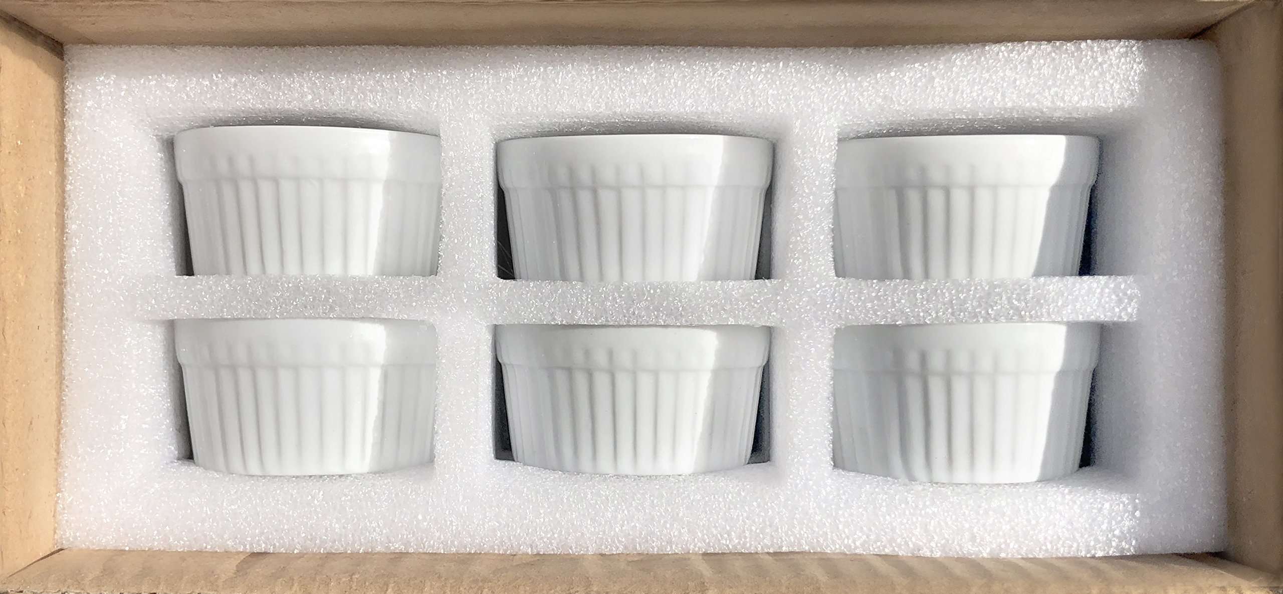 Furmaware Set of 6 Ceramic Ramekins - Non-Toxic Classic White Porcelain Custard Cups - Oven Safe Ramekins, for Baking and Serving Single Servings of Desserts, Dips, and Snacks - (18 oz) 2