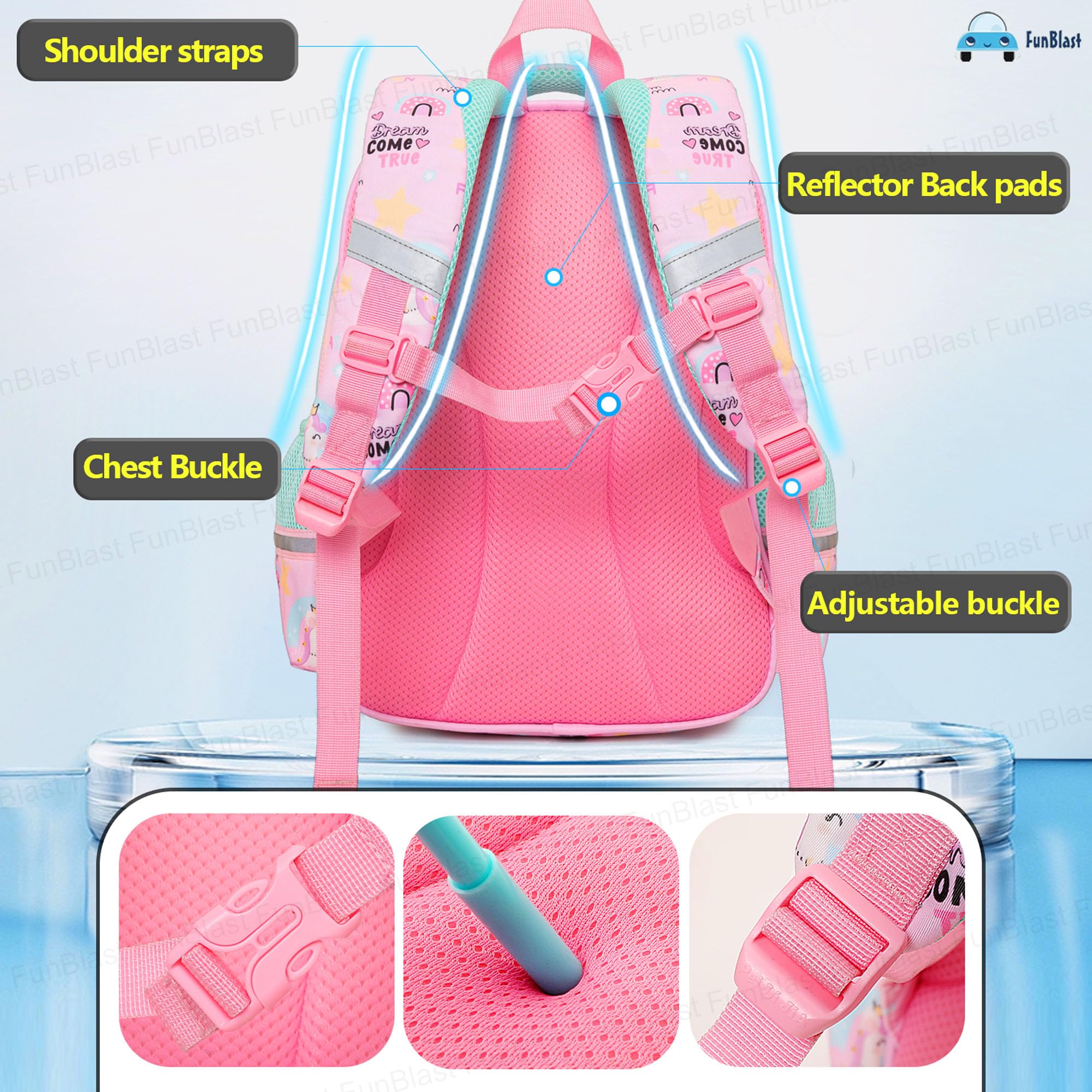 FunBlast School Backpack for Girls - Unicorn Shoulder Bag, Multifunctional Lightweight Large Capacity Bag for Girls, Stylish School Bag for Girls, Travel Bag, Picnic Bag (38 X 29 X 13.5 CM) 5