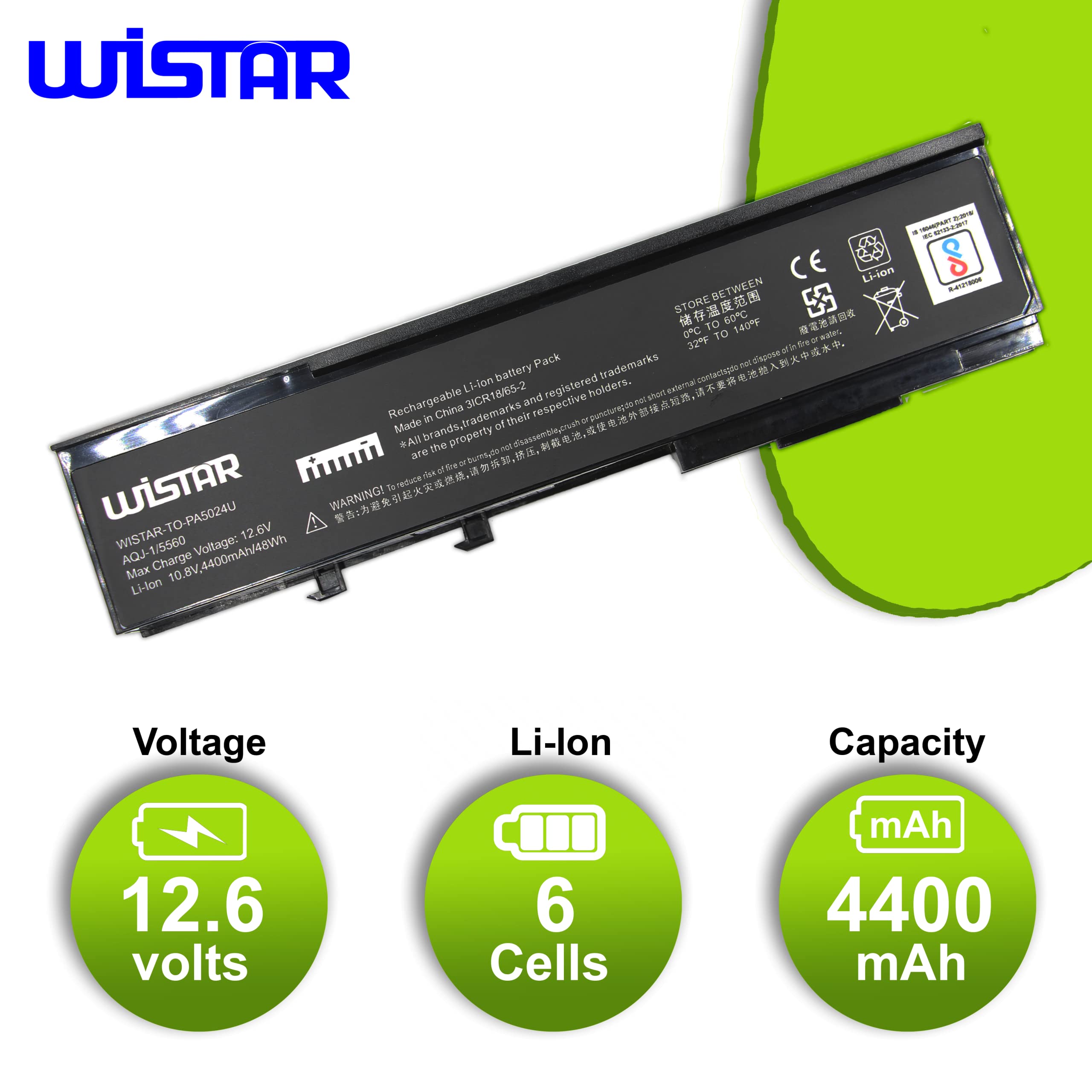 WISTAR BTP-ASJ1 BTP-B2J1 Laptop Battery for Acer Aspire 5542ANWXMi 5552NWXMi 5561AWXMi 6