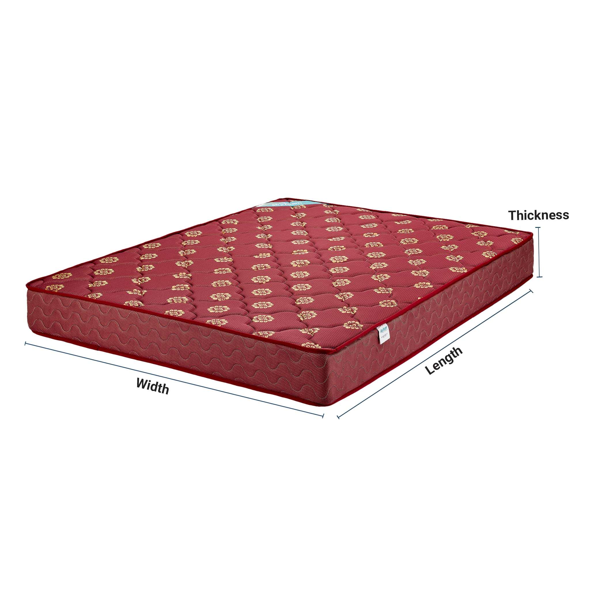 Skyfoam by TADesign Ace Medium Firm Comfort with Body & Spine Support 6 inch Single Size Bonnell Spring Sleeping Mattress (72x42x6 in, Maroon) 5