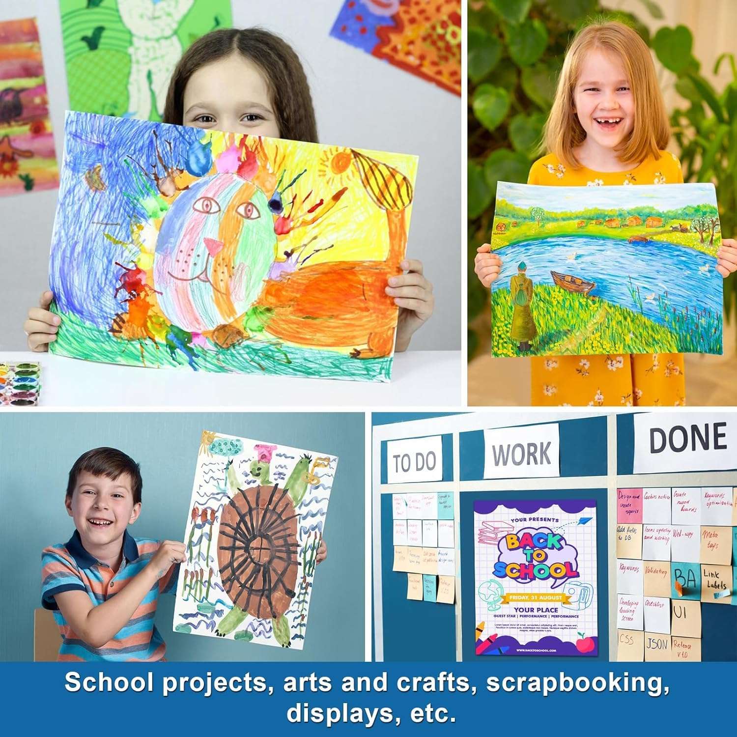 10 Pcs Poster Board 22" x 28" White Poster Paper Bulk, ROOKEA 250 GSM Vision Board for School Arts Craft Projects Presentations Drawing Scrapbooking Blank Graphic Display Office Supplies 6