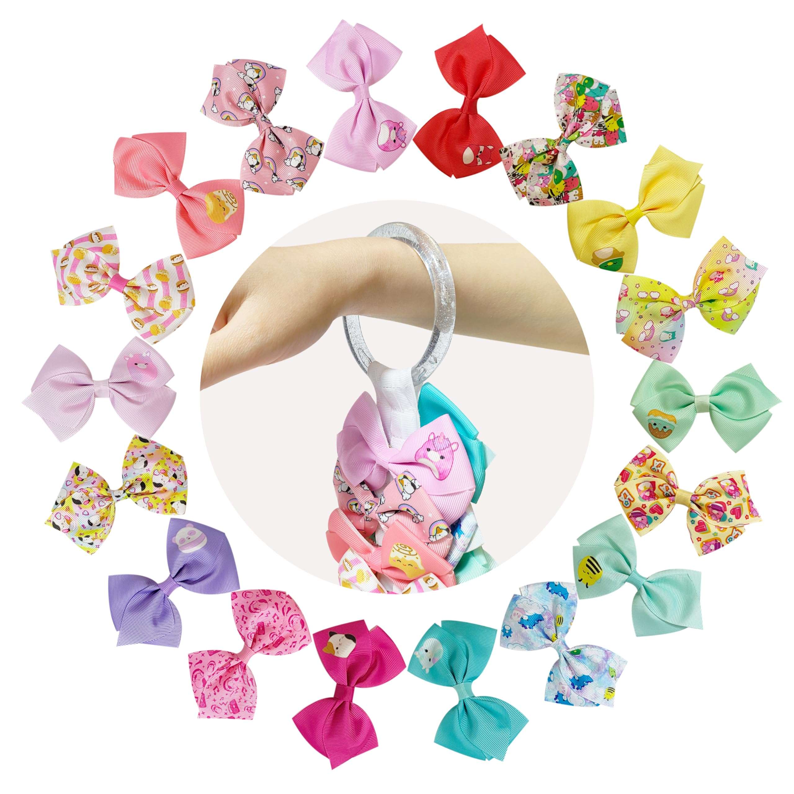 LUV HER Special Squishmallows Hair Accessories for Girls -18pc Hair Bow with Aligator Clips, Age 8+ 4