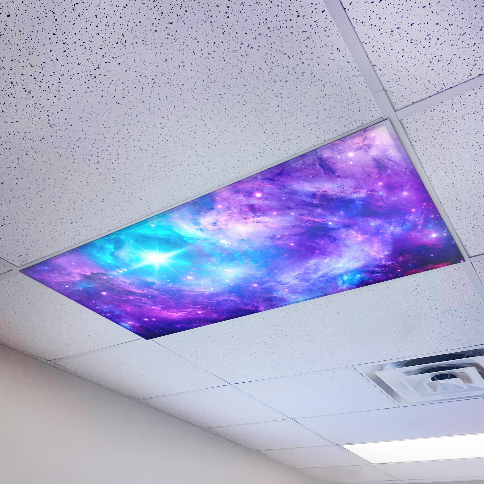 Magnetic Fluorescent Light Cover for Ceiling Lights Classroom 2x4 - High Resolution Magnetic Office Light Filter (Pack of 1) - Improve Focus, Eliminate Headaches & Eyestrain - Astronomy