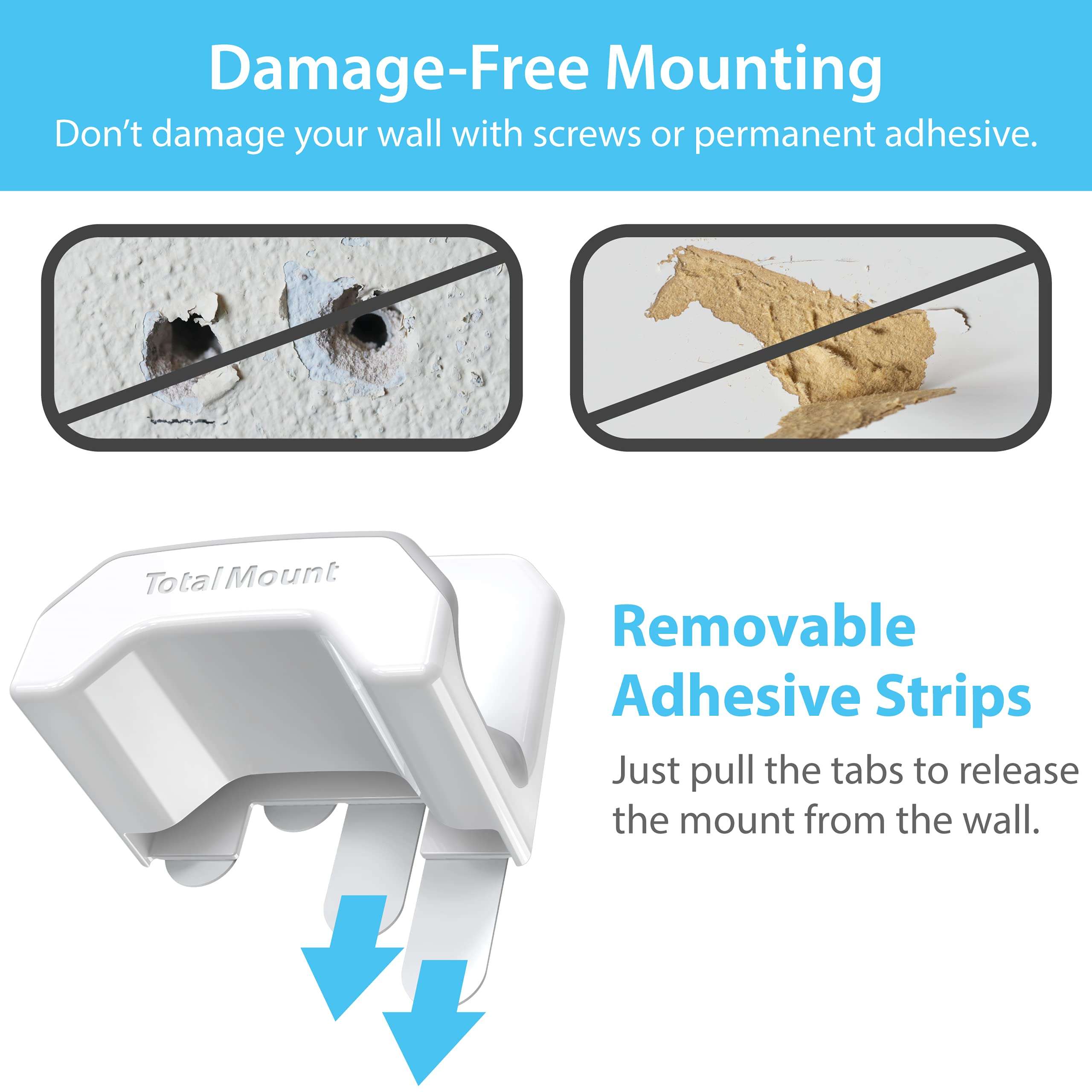 TotalMount Gaming Headset Hangers – Include Removable Adhesive Strips for Easy, Damage-Free Wall, Desk, or PC Mounting (White Headphone Hooks with Premium Silicone Cradles – Two Pack) 4