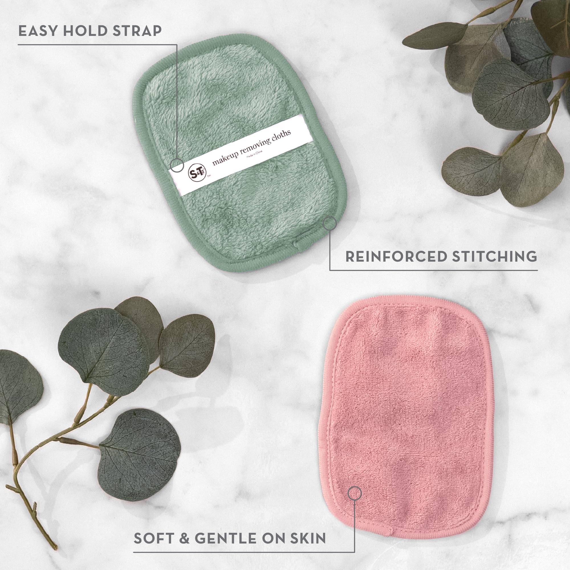 S&T INC. Makeup Remover Wipes for Skin Care, Reusable Makeup Wipes with Laundry Bag, Travel Essentials, Assorted Colors, 4.5 Inch by 6.5 Inch, 7 Pack 4