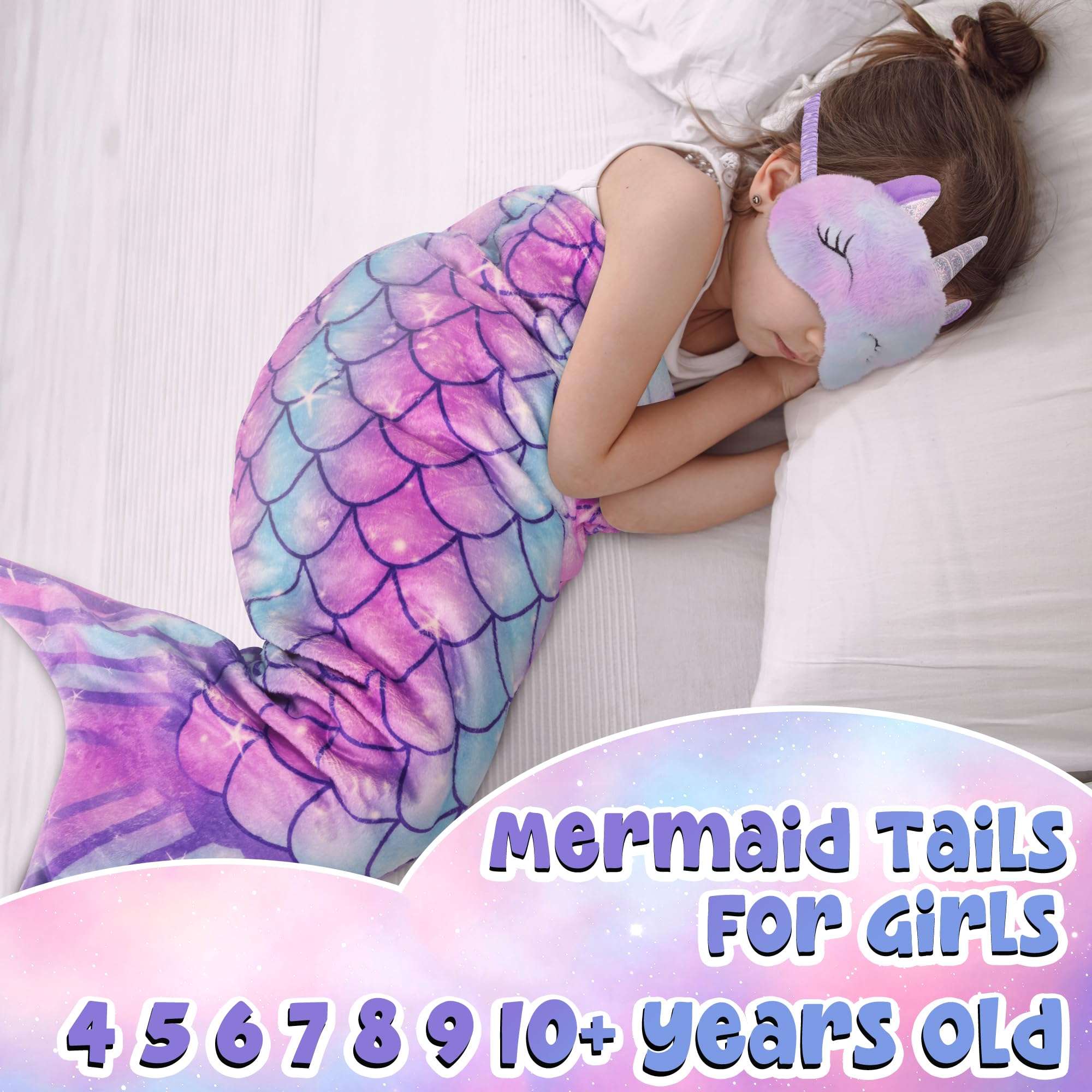 Mermaid Tail Blanket for Girls Toddler Kindergarten Preschool Graduation Birthday Gifts Diamond Art Kits for Kids 3 4 5 6 7 8 9 10 Year Old Little Mermaid Toys with Necklace Bracelet Ring Earrings 4