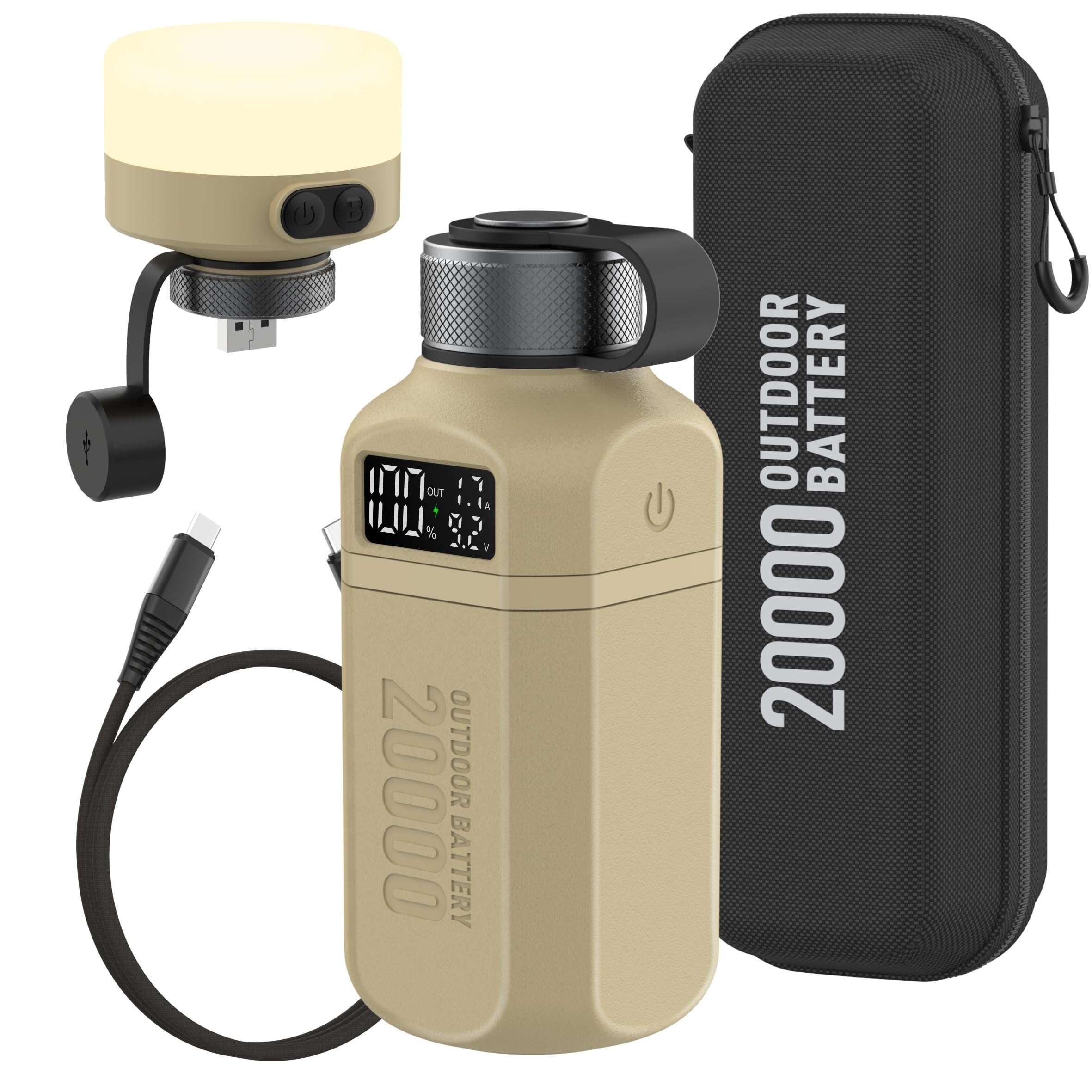 aswayke 20,000mAh Rugged Power Bank & 2-Pack LED Camping Lantern Bundle - Fast Charge USB-C PD, IP68 Waterproof, Includes 2X Lanterns for ELECOM NESTOUT, Camping Hiking Survival 3