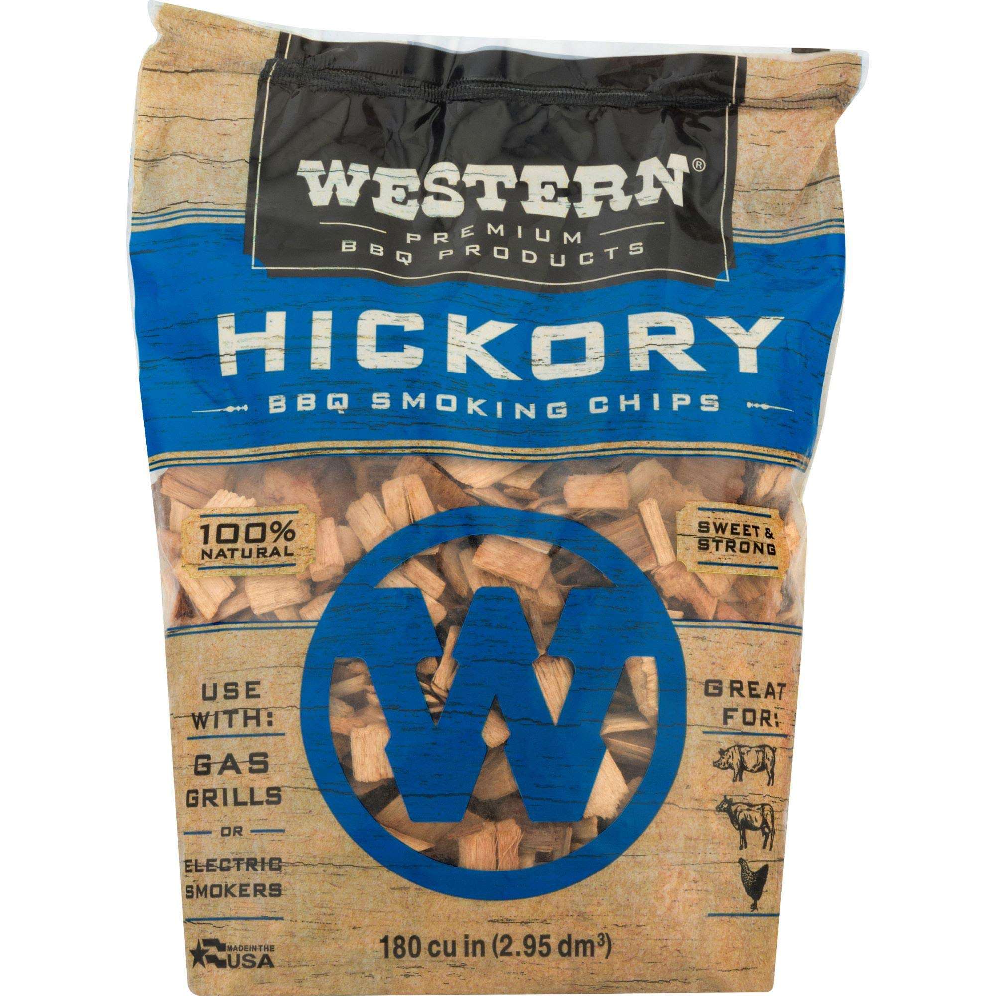 Western Premium BBQ 180 Cubic Inch Hickory Barbecue Flavorful Heat Treated Grilling Smoking Wood Chips for Charcoal Gas and Electric Grills (6 Pack) 3