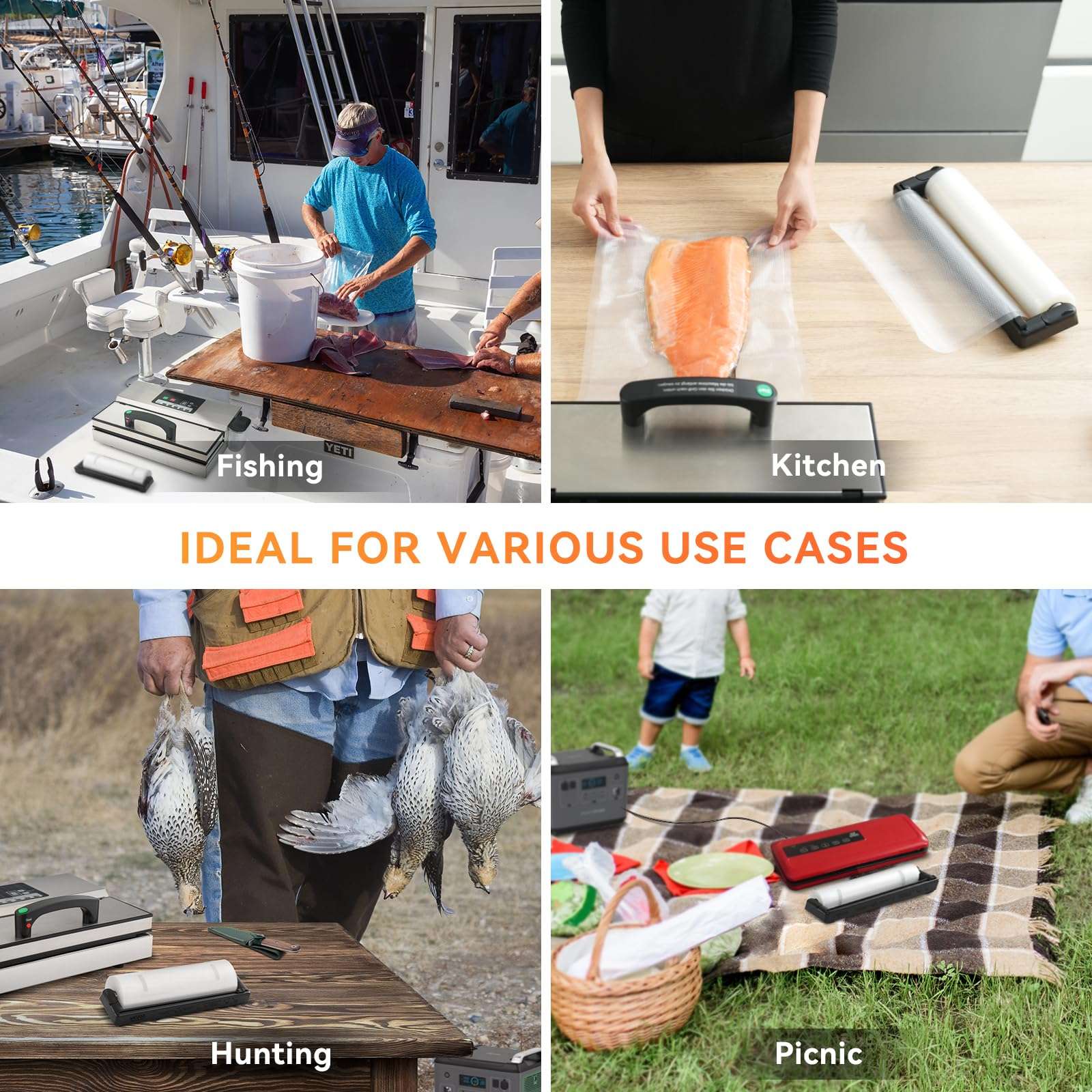 Rolls with Dispenser - 6 Pack 3 Rolls 8"x20' & 3 Rolls 11"x20', Vacuum Sealer Bags, Leakproof Heavy Duty Food Storage for Sous Vide, Meal Prep, Freezer, Compatible with Food Saver, Wevac Core 6