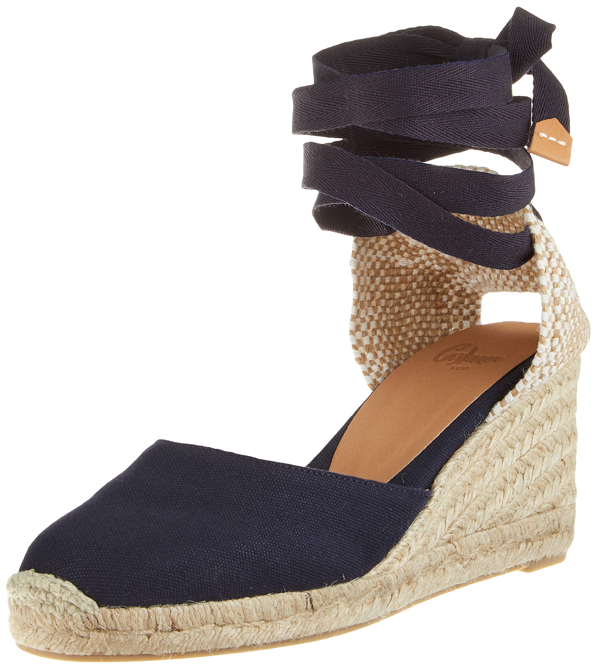 Castañer Women's Carina Mid Wedge Canvas Espadrilles, Black, 5 Medium US