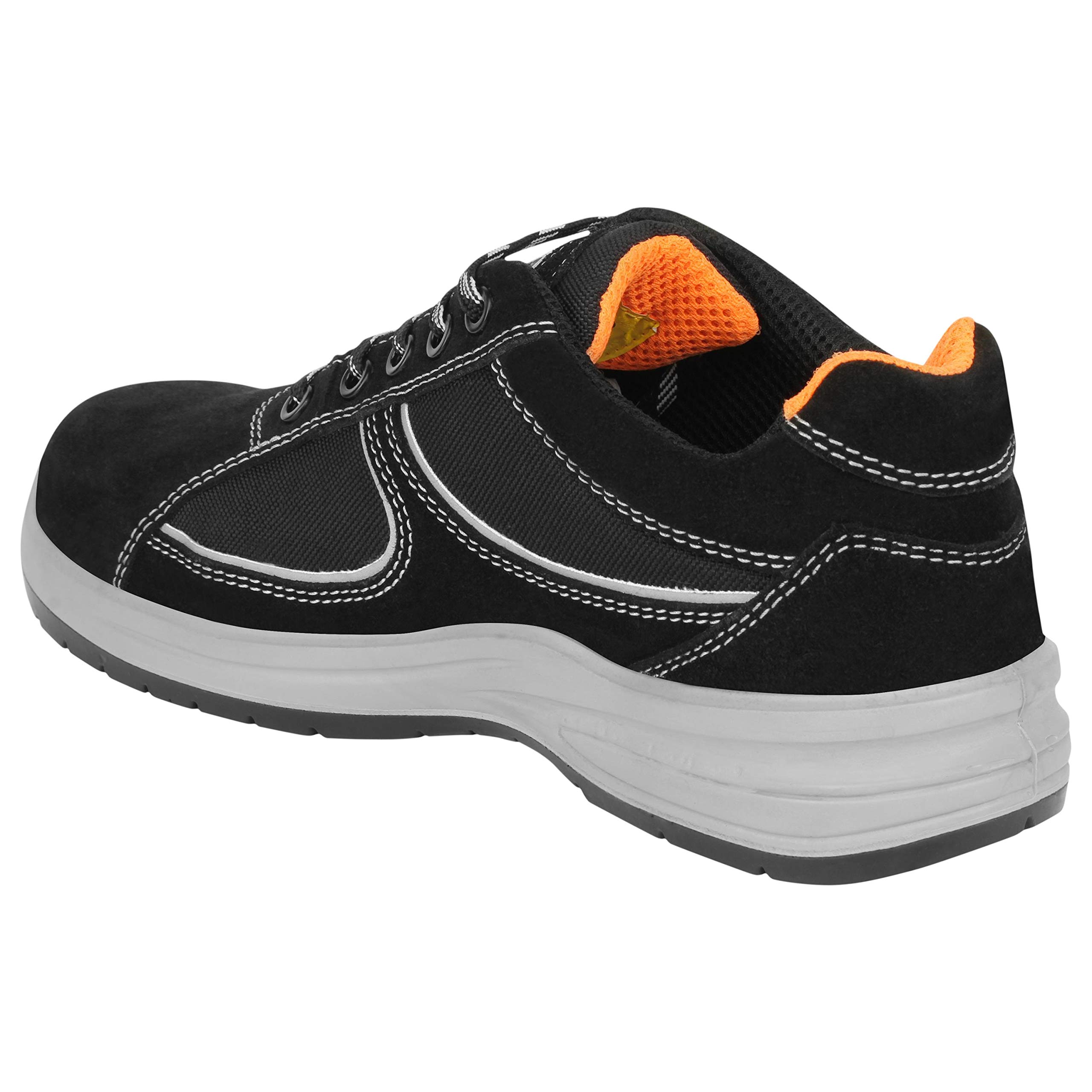 Allen Cooper AC-1582-BLACK-11 Ergonomic Design, Composite Toe Cap, Slip Resistant, Dual Density Shock Absorbing PU Sole, BIS Certified, Metal Free Black Safety Sneakers (11) 6