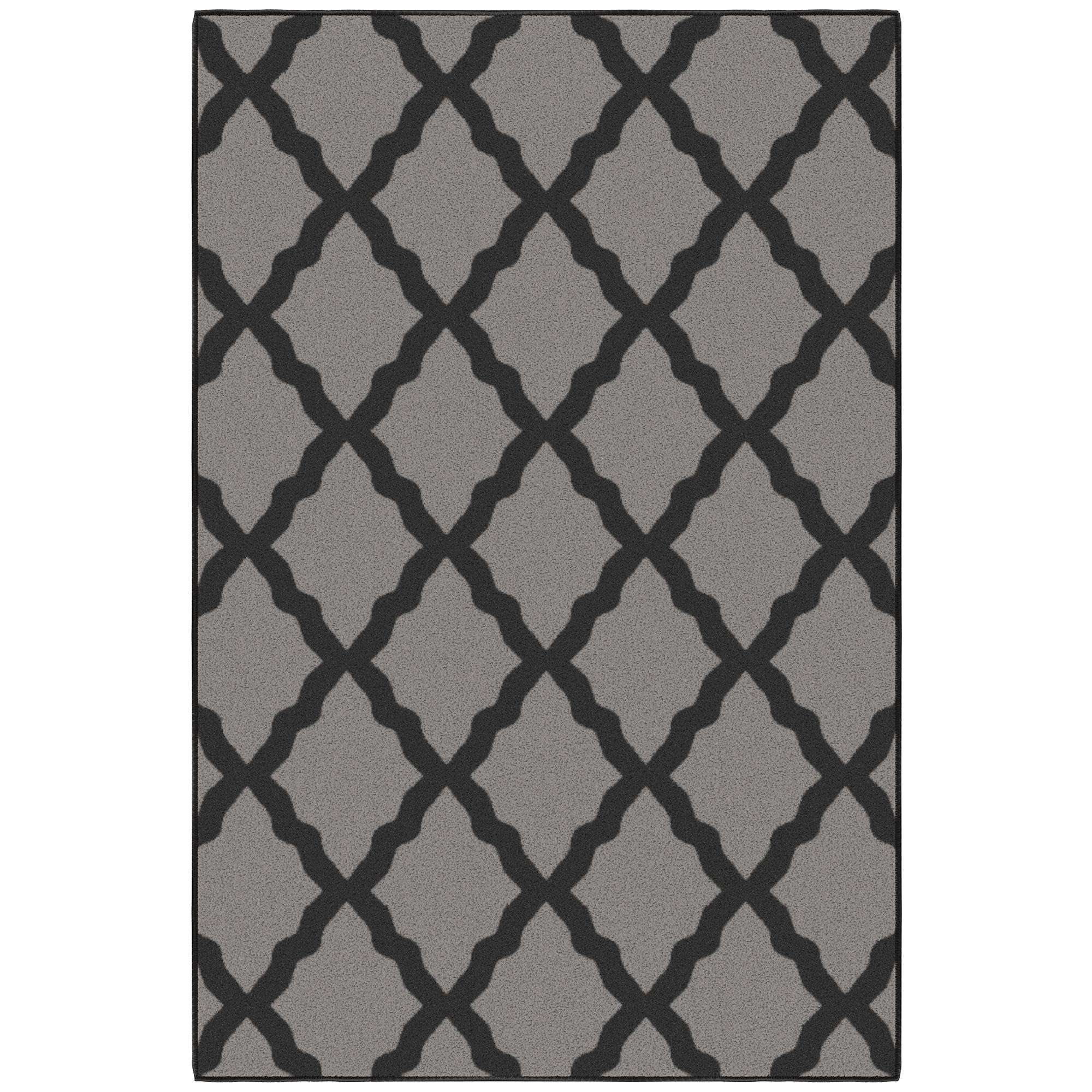 Ottomanson 3'3" x 5' Rugs for Living Room Trellis Area Rug for Bedroom - Non Slip Durable Large Floor Carpet for High Traffic Areas - Indoor Rug for Dining Room Kitchen Kids Playroom, Dark Gray 6