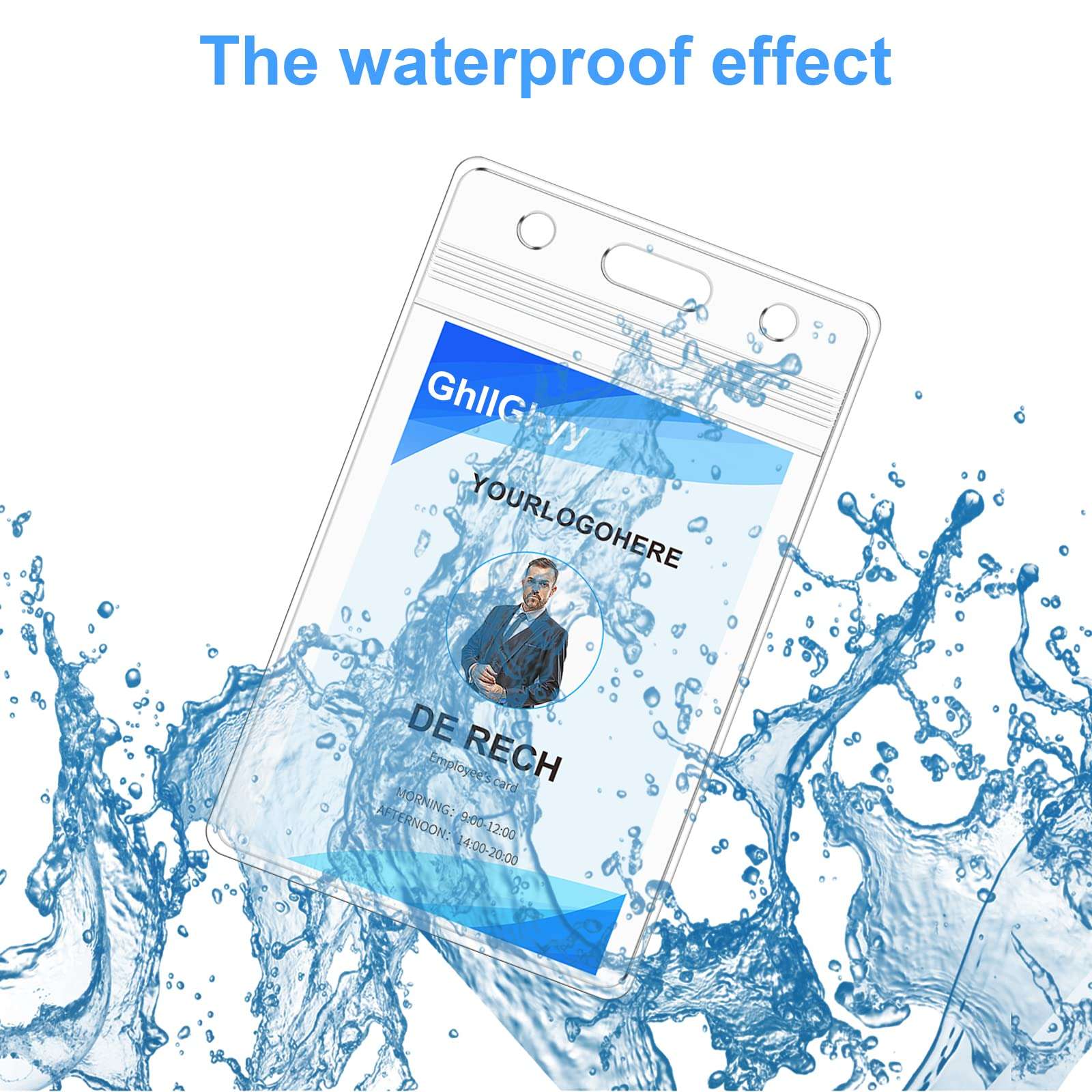 50 PCS Vertical Transparent Id Badge Holders,PVC Card Holder,Sealable Waterproof Zip Type Plastic Protector Holder,2.83x4.6 Inch Business Id Card Holder (50) 5