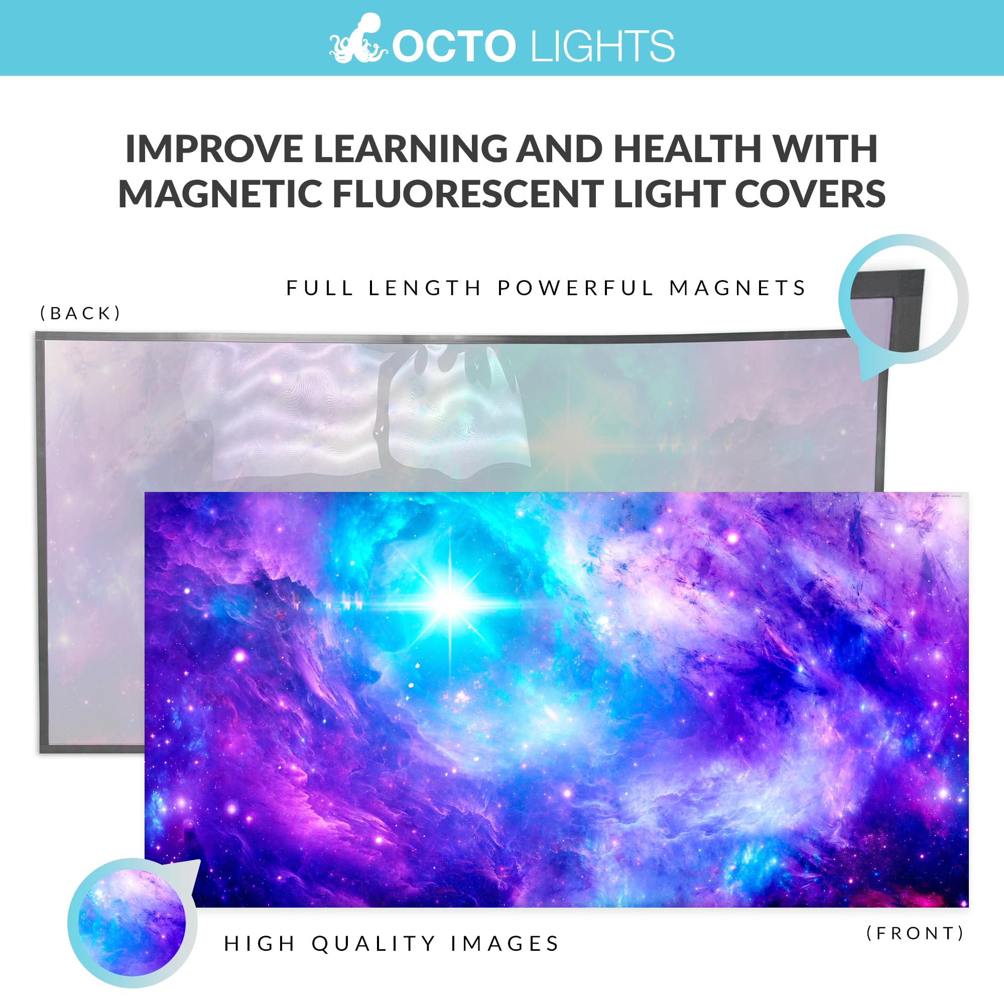 Magnetic Fluorescent Light Cover for Ceiling Lights Classroom 2x4 - High Resolution Magnetic Office Light Filter (Pack of 1) - Improve Focus, Eliminate Headaches & Eyestrain - Astronomy 4