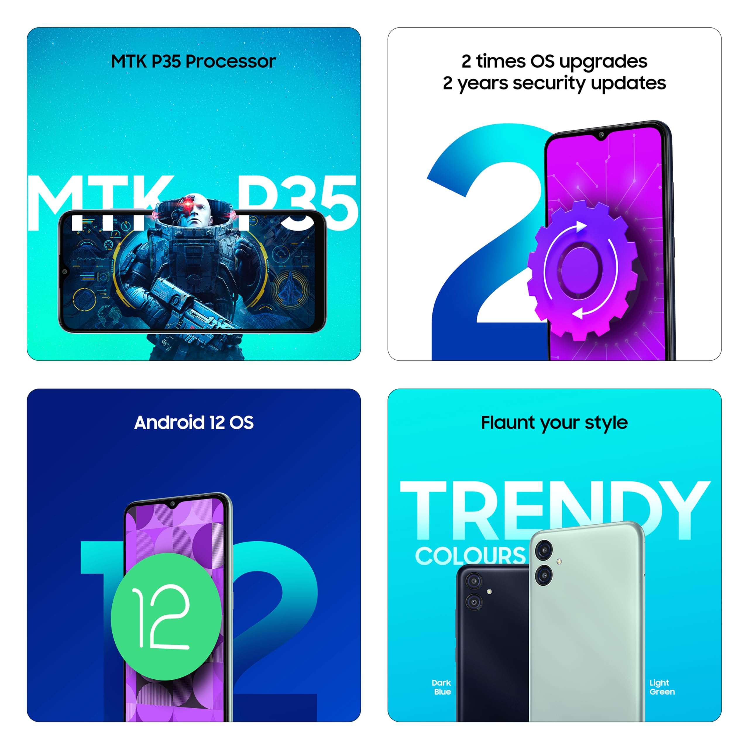Samsung Galaxy M04 Dark Blue, 4GB RAM, 64GB Storage | Upto 8GB RAM with RAM Plus | MediaTek Helio P35 Octa-core Processor | 5000 mAh Battery | 13MP Dual Camera 4