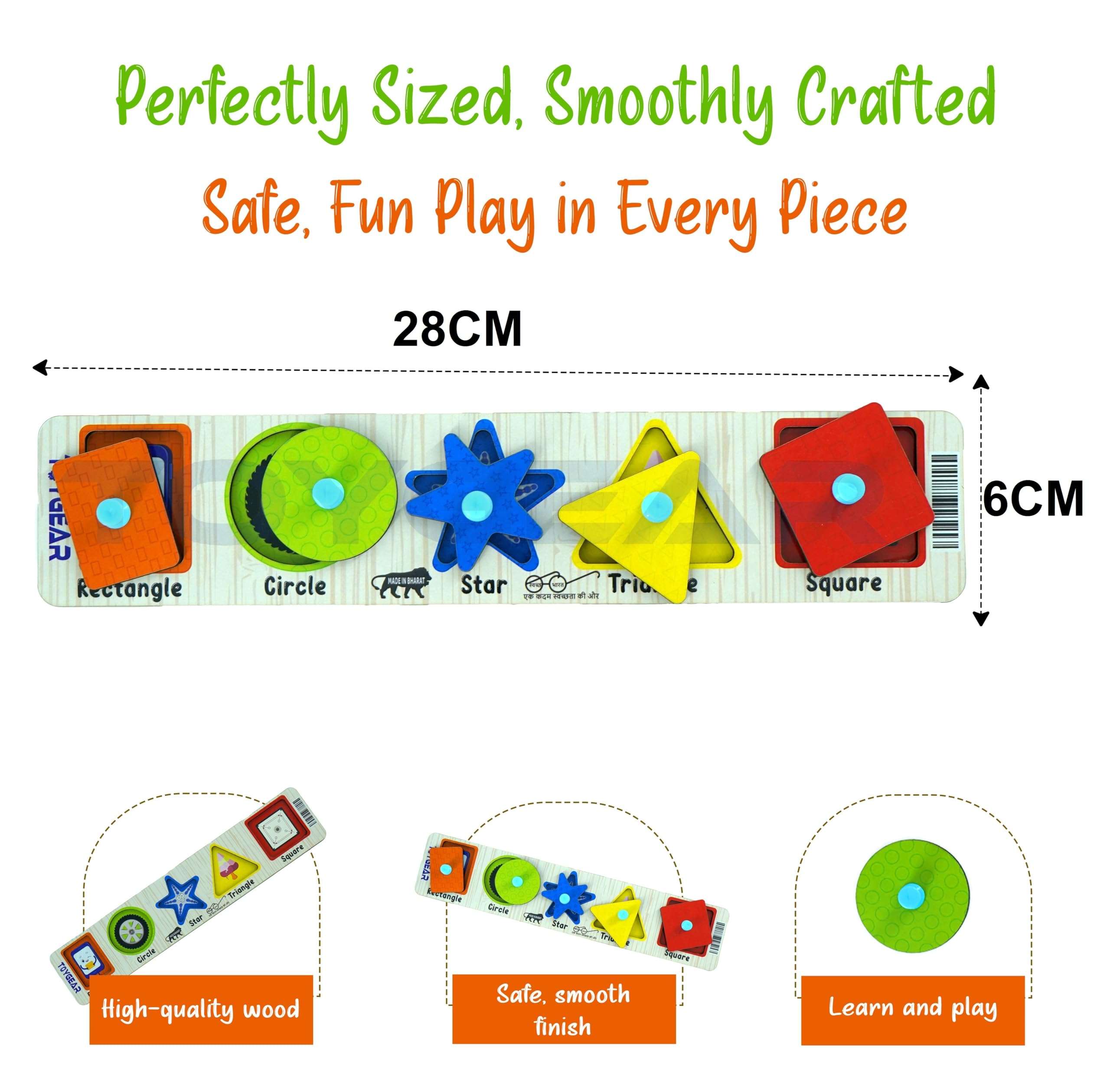 Toygear Geometric Shapes Toys Wooden Learning Toys Puzzle for Brain Training/jorky Cutting Puzzle for Home/School/Non-Toxic/Education Memory Games for Baby Boy and Girl, Eco Friendly 3