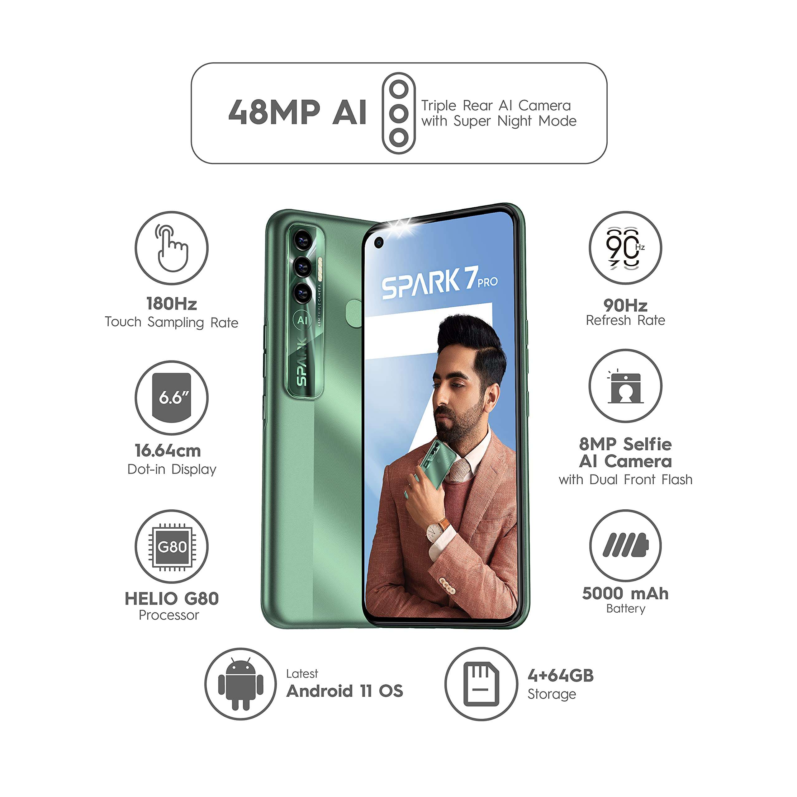 TECNO Spark 7 Pro (Spruce Green, 4GB RAM 64GB Storage) 2