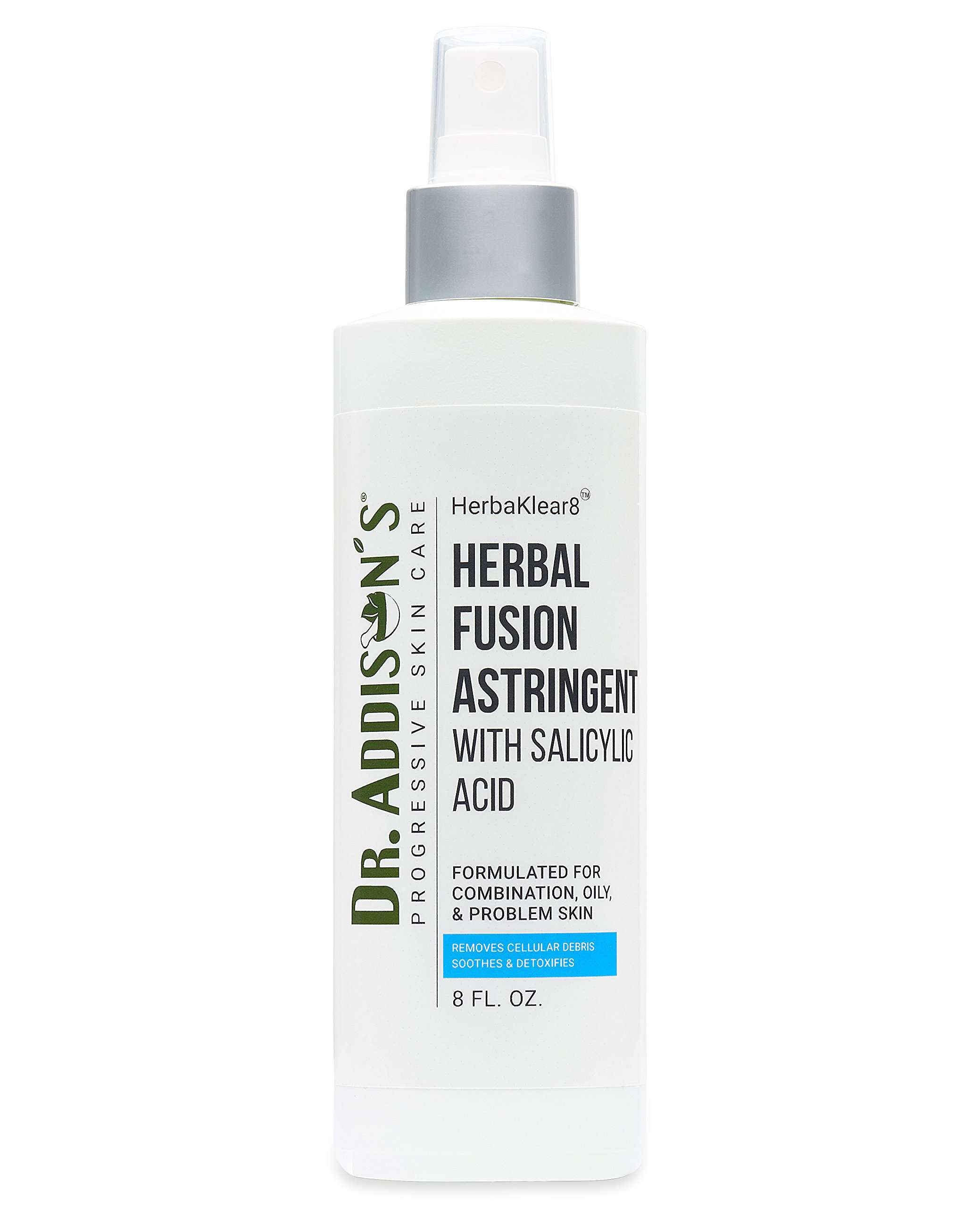 Skin Care. Dr. Addison's HerbaKlear-8 Herbal Fusion Astringent with Salicylic Acid | An Effective Astringent Toner & Skin Conditioner For Problem Skin. Contains No Alcohol. 8 fl oz 1