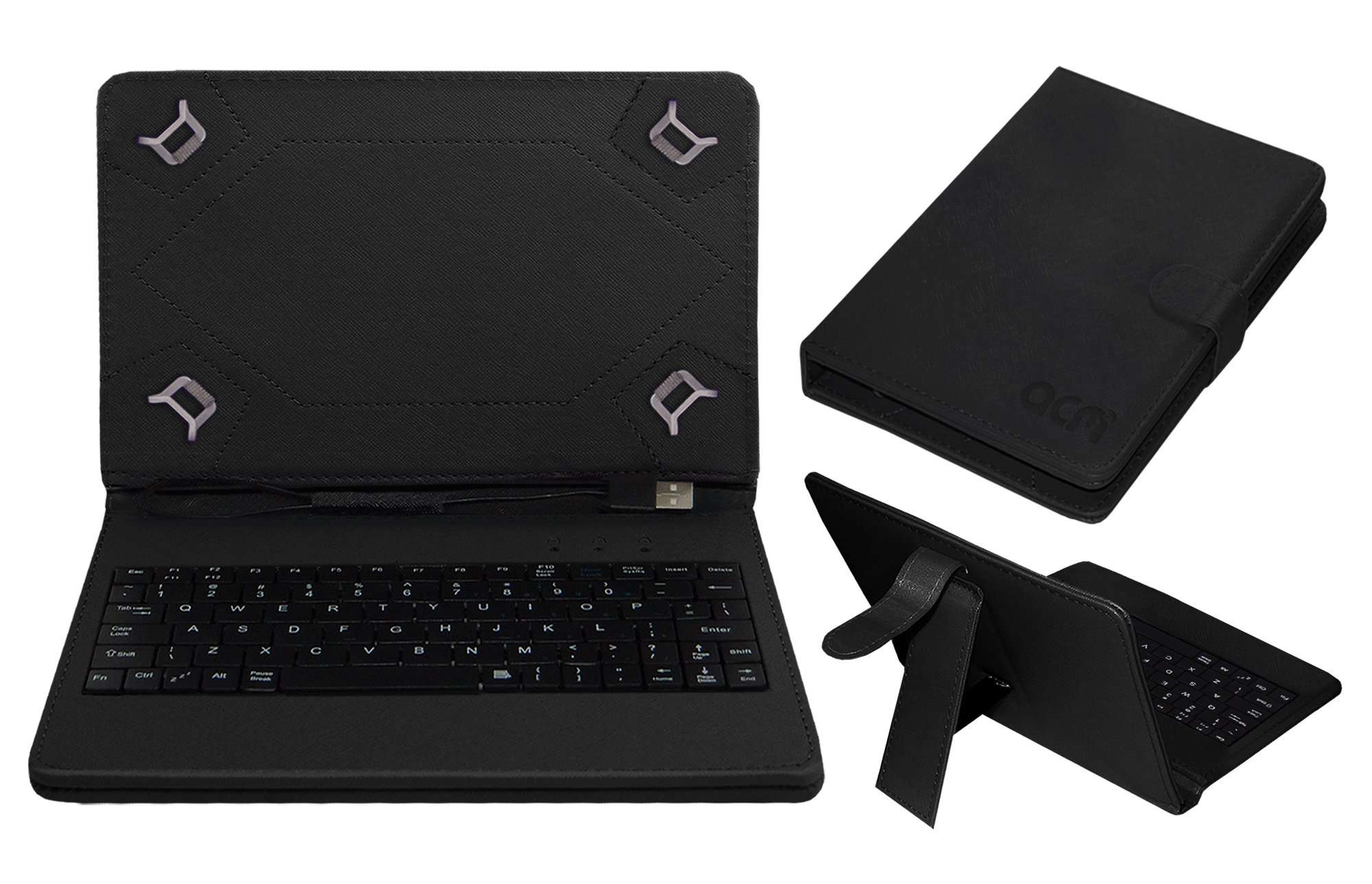 ACM USB Keyboard Case Compatible with Ice Inditab Tablet Cover Stand Study Gaming Direct Plug & Play - Black 2