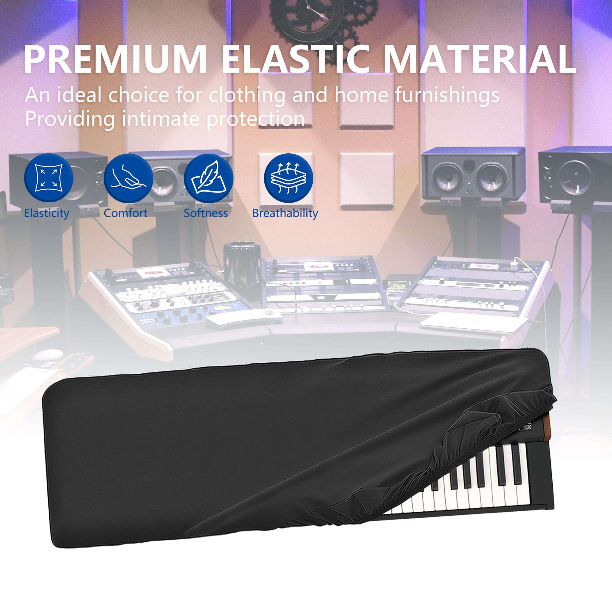 Musiin 73 Keys Keyboard Dust Cover Compatible with KORG KRONOS 3 61Keys, VOX Continental 73 BK, Grandstage 73, Nord Piano 5 73, Stage 4 73, Luxury Chinlon Anti-dust & Scratch-proof, Smooth Touch 6