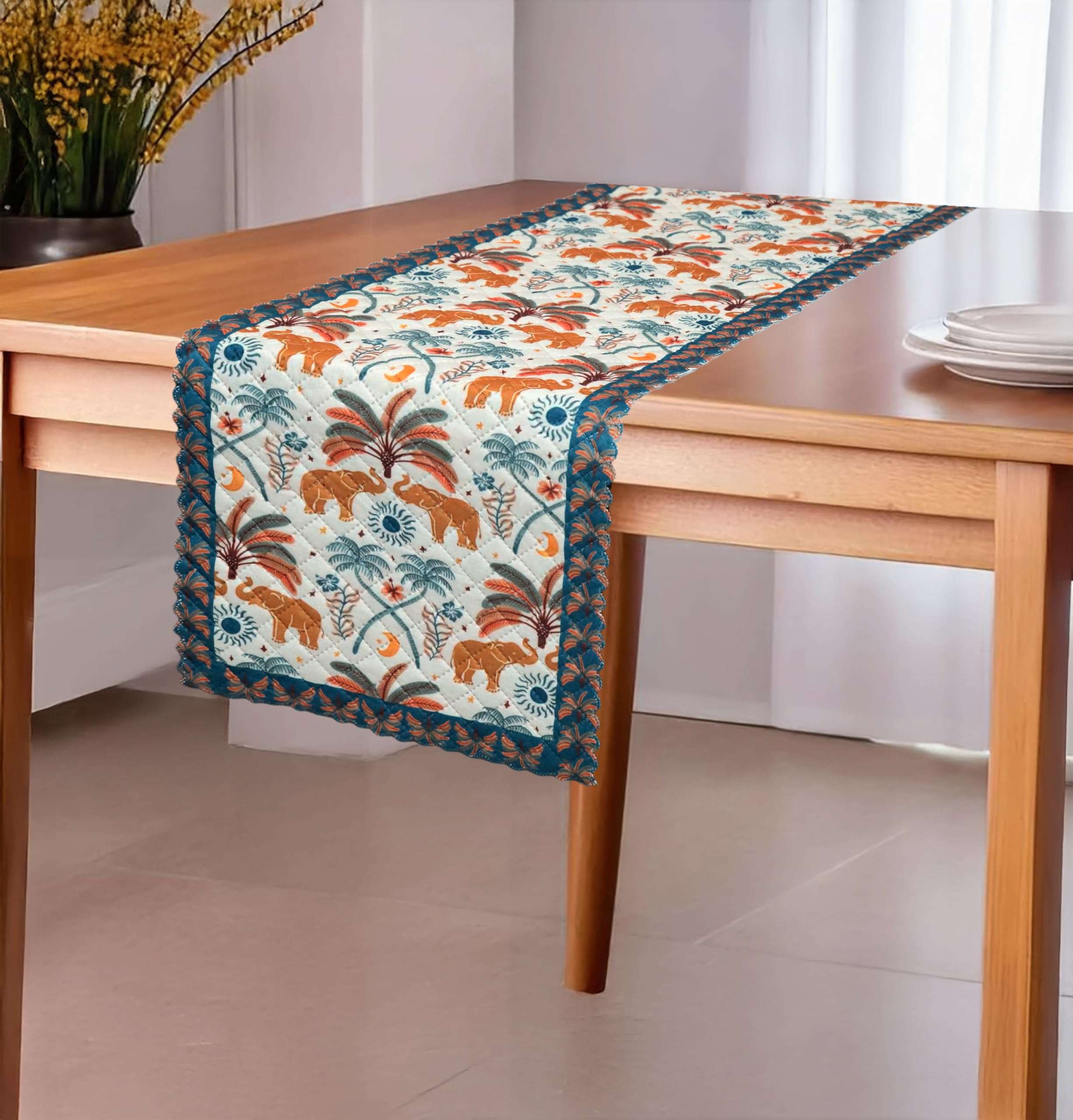 RVS Decor New Launch Printed Soft Feel Table Runner | Standard Fabric – Perfect for 4-6 Seater Dining & Kitchen Tables, Timeless Design for Parties & Family Dinners | Size 13 x 72 Inch (Cream) 4