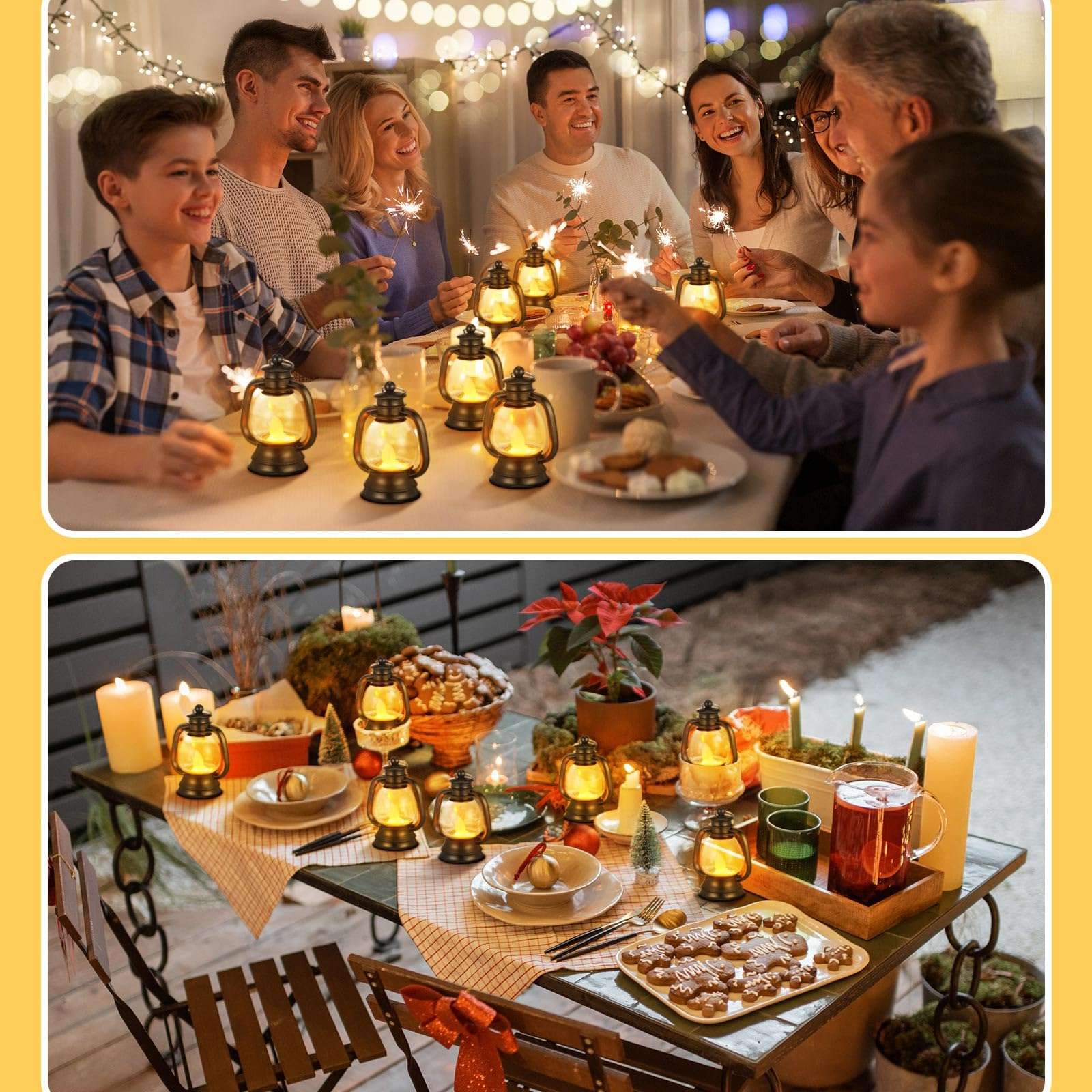 Ferraycle 36 Pcs Mini Lantern Decor Western Lantern Table Centerpiece Small Vintage Camping Hanging Lamp Ornaments Bulk for Cowboy Cowgirl Wedding Halloween Christmas (4 Inch,Black) 6