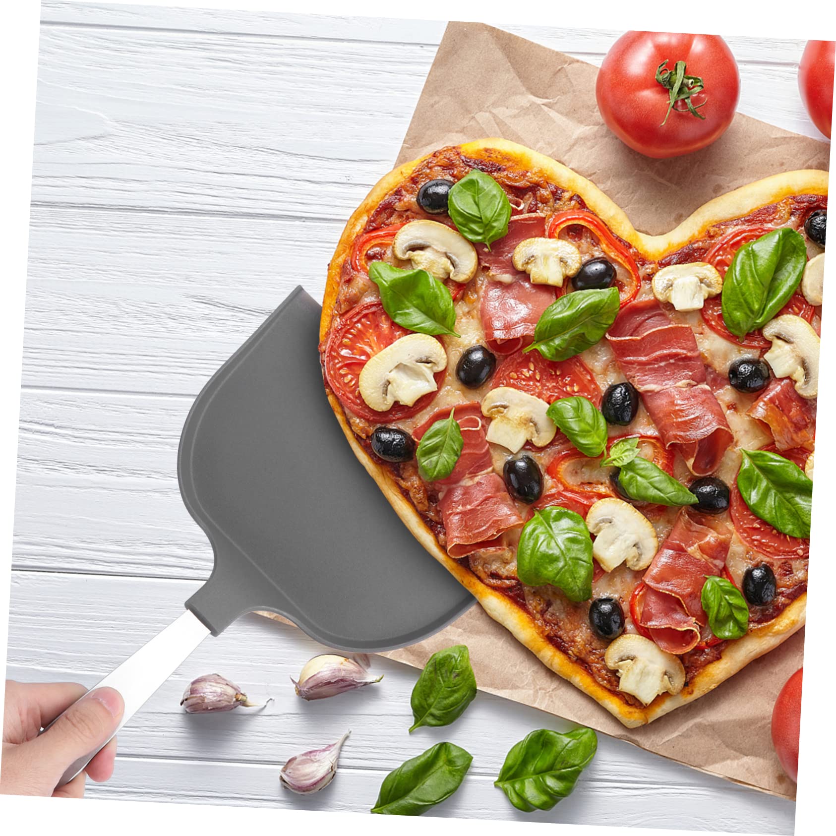 COLLBATH Pizza Spatula Pastry Lifter Cake Bread Lifter Shovel Serrated Cake Server Baking Peel Steel Cake Bread Peel Pizza Baking Tool Pancake Spatula Cake Lifter Spatula Pizza Pan Black 6