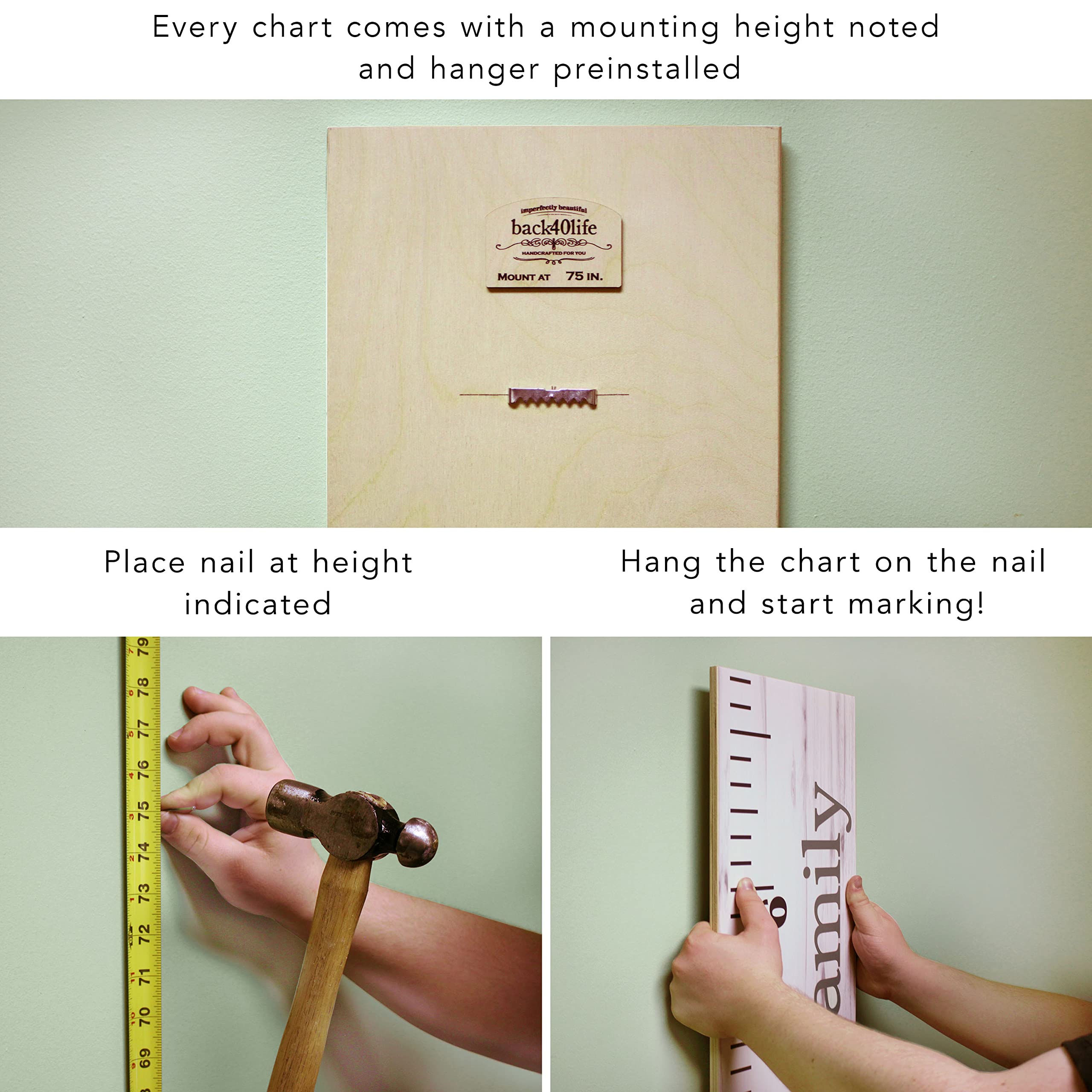 Back40Life Wooden Kids Growth Chart Ruler for Boys and Girls (Loved Beyond Measure) (Ebony Wash) 6