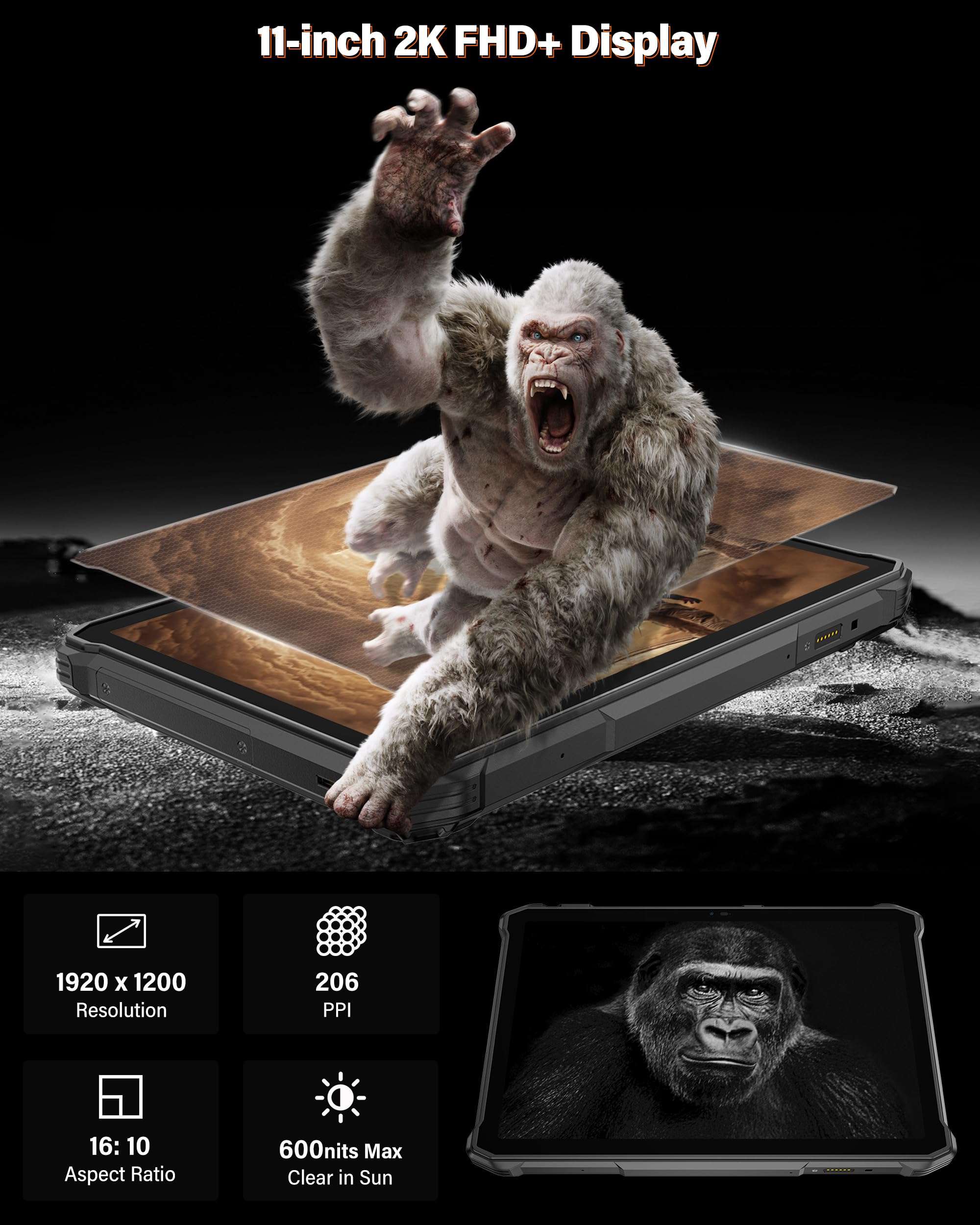 Ulefone Armor Pad 5 Pro & Digital Microscope C01, 5G Rugged Tablet, Dimensity 7400X 32GB+512GB/2TB Expansion, 24200mAh(120W), 11" FHD+ Screen, IP68/69K, 64MP+64MP, 32MP, Dual LED Lights/Warning Lights 6