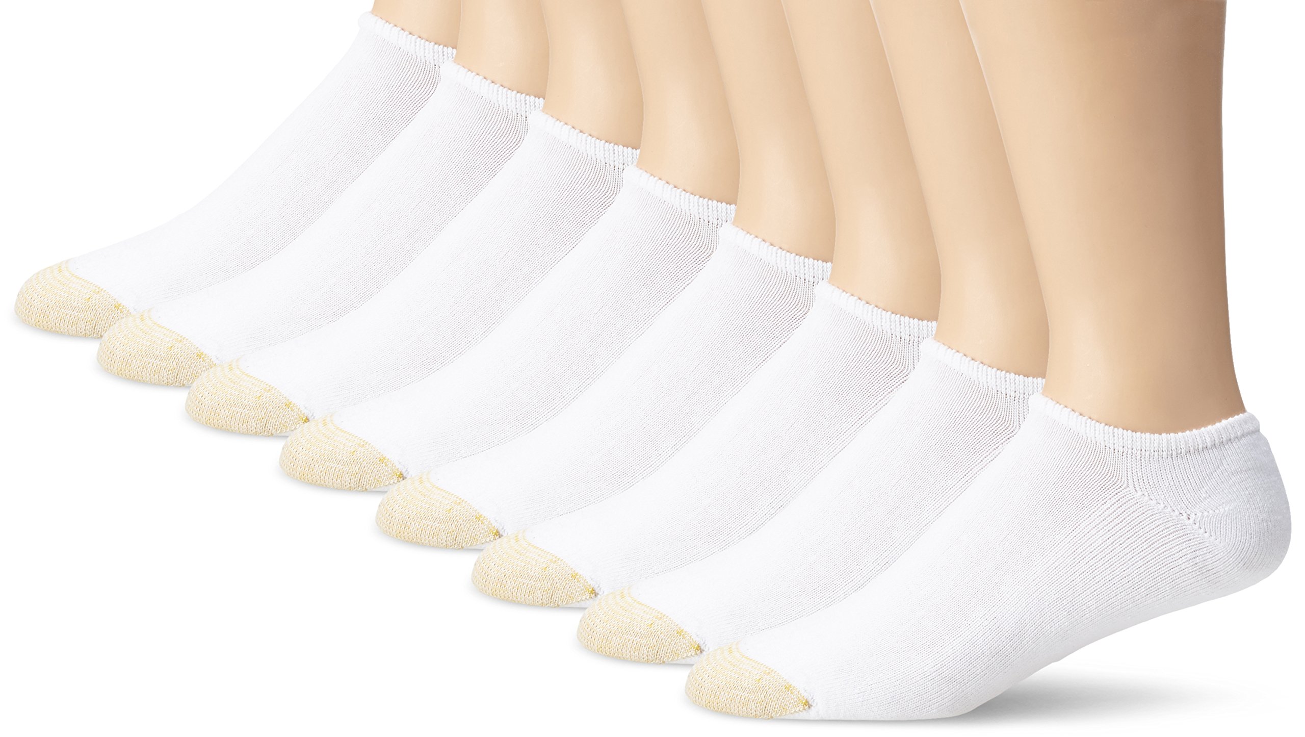 Gold Toe Men's Cotton No Show Socks, 6+2 Bonus Pack, White, Shoe Size: 6-12