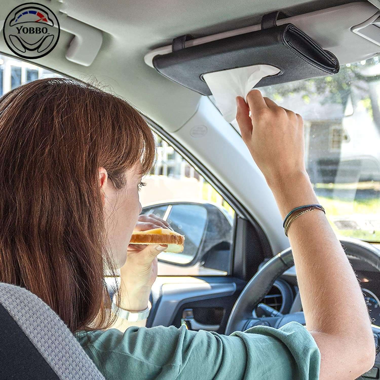 Yobbo Car Tissue Holder, Sun Visor Napkin Holder, Car Visor Tissue Papers Holder, Tissue Holder for Car, Tissue Dispenser Rectangular (Black) 3