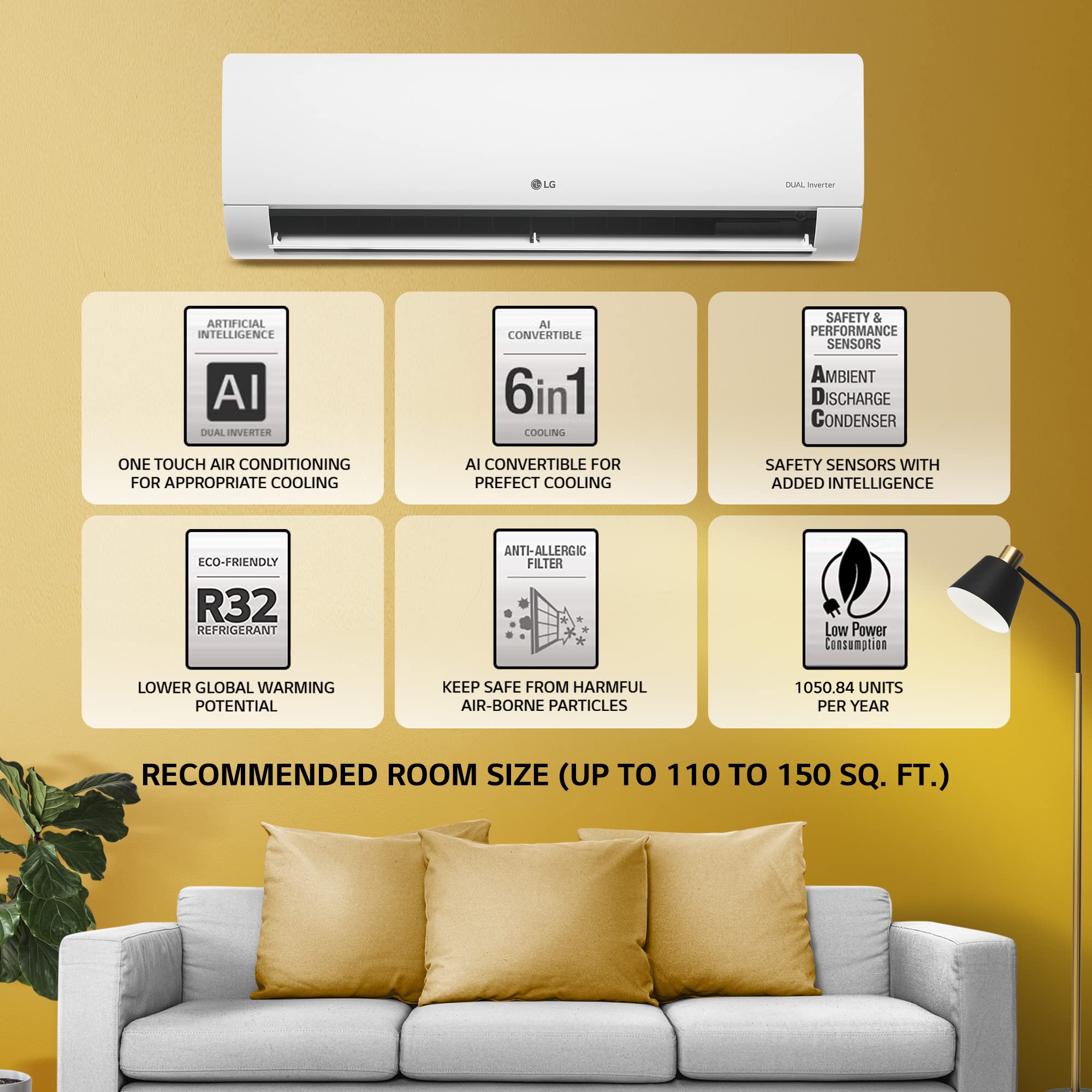 LG 1.5 Ton 3 Star AI DUAL Inverter Wi-Fi Split AC (Copper, AI Convertible 6-in-1 Cooling, Anti Allergy Filter, 2022 Model, PS-Q19BWXF, White) 3