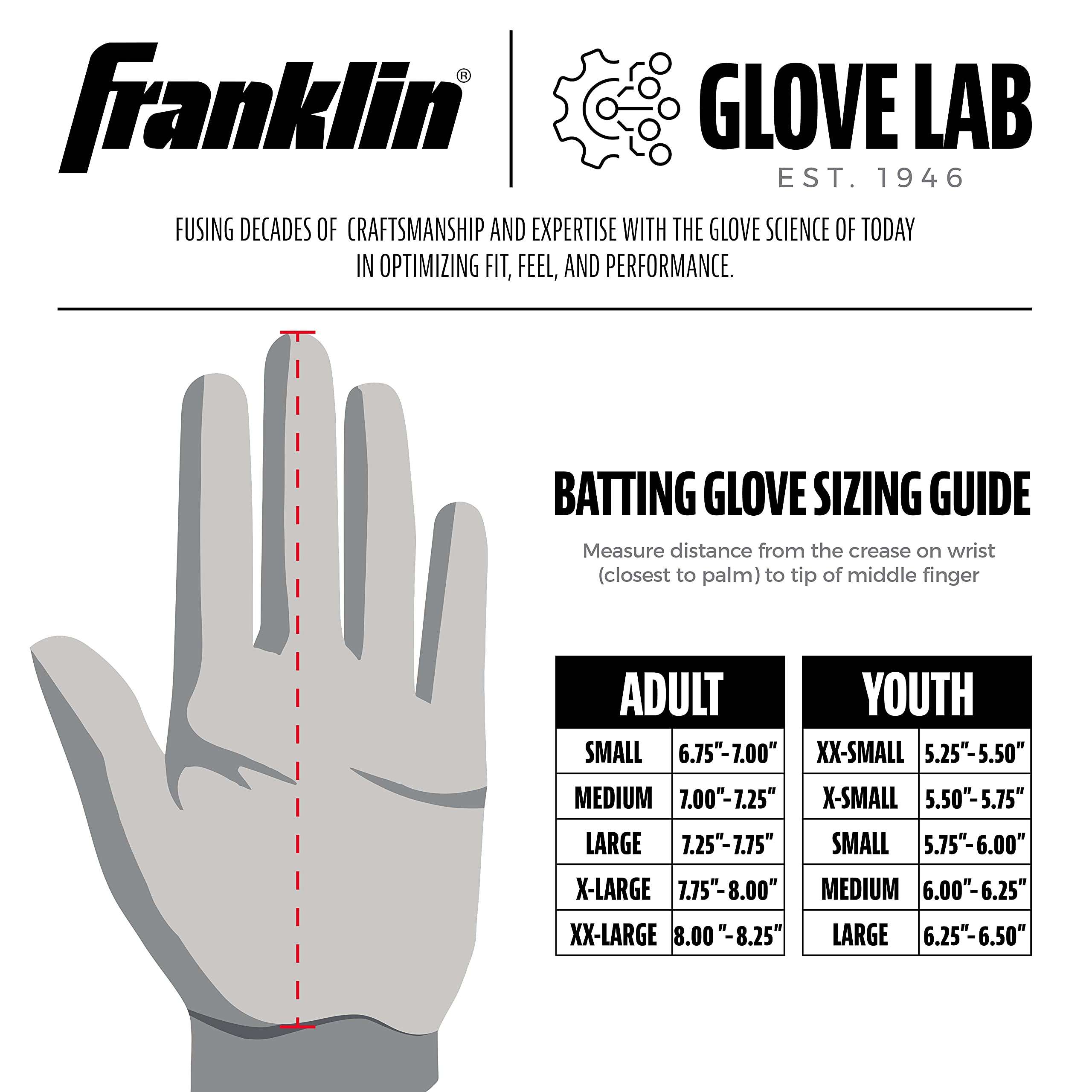 Franklin Sports MLB - Shok Sorb Adult + Youth - White - Padded Men's Batting Gloves for Baseball + Softball - Adult Medium 5