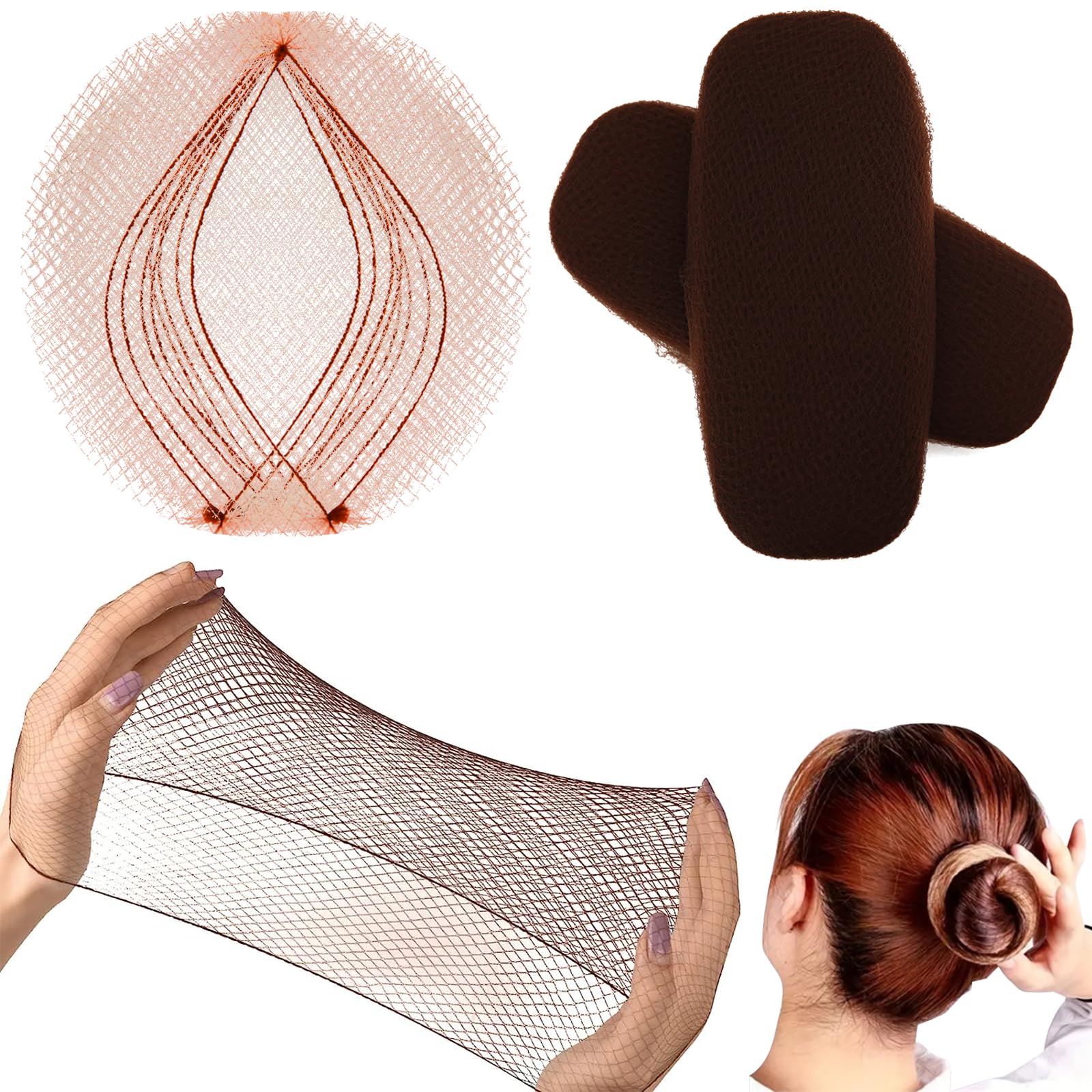 200pcs Brown Hair Nets, Smilco 20 Inches Elasticity Invisible Elastic Mesh Wig Nets for Hair Bun Making Ballet Dancer Kitchen Food Serive (Brown) 1