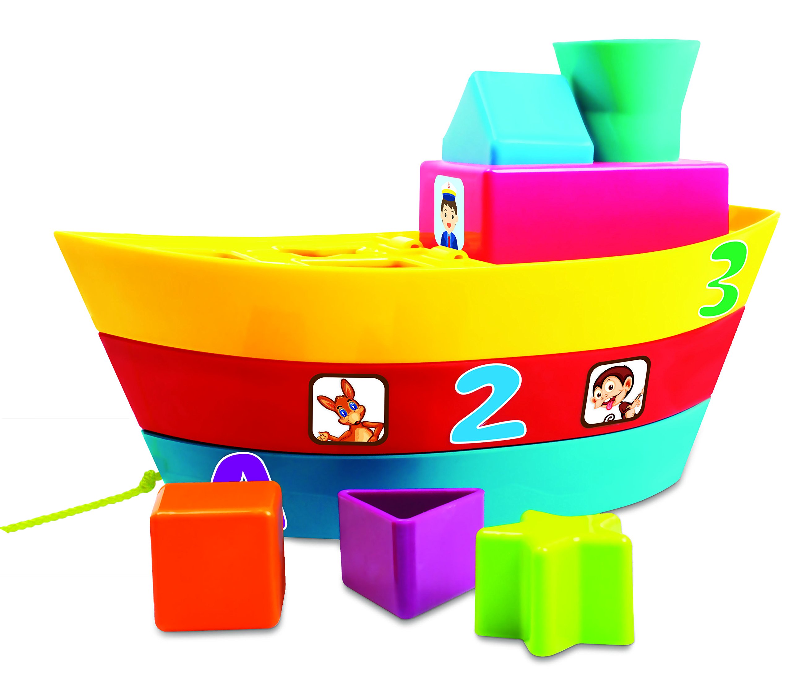 Giggles - Stack A Boat, 2 in 1 Pull Along Toy (Multicolor) & Giggles - Stack N Nest Toy, Multicolour 3 in 1 Gift Set 4
