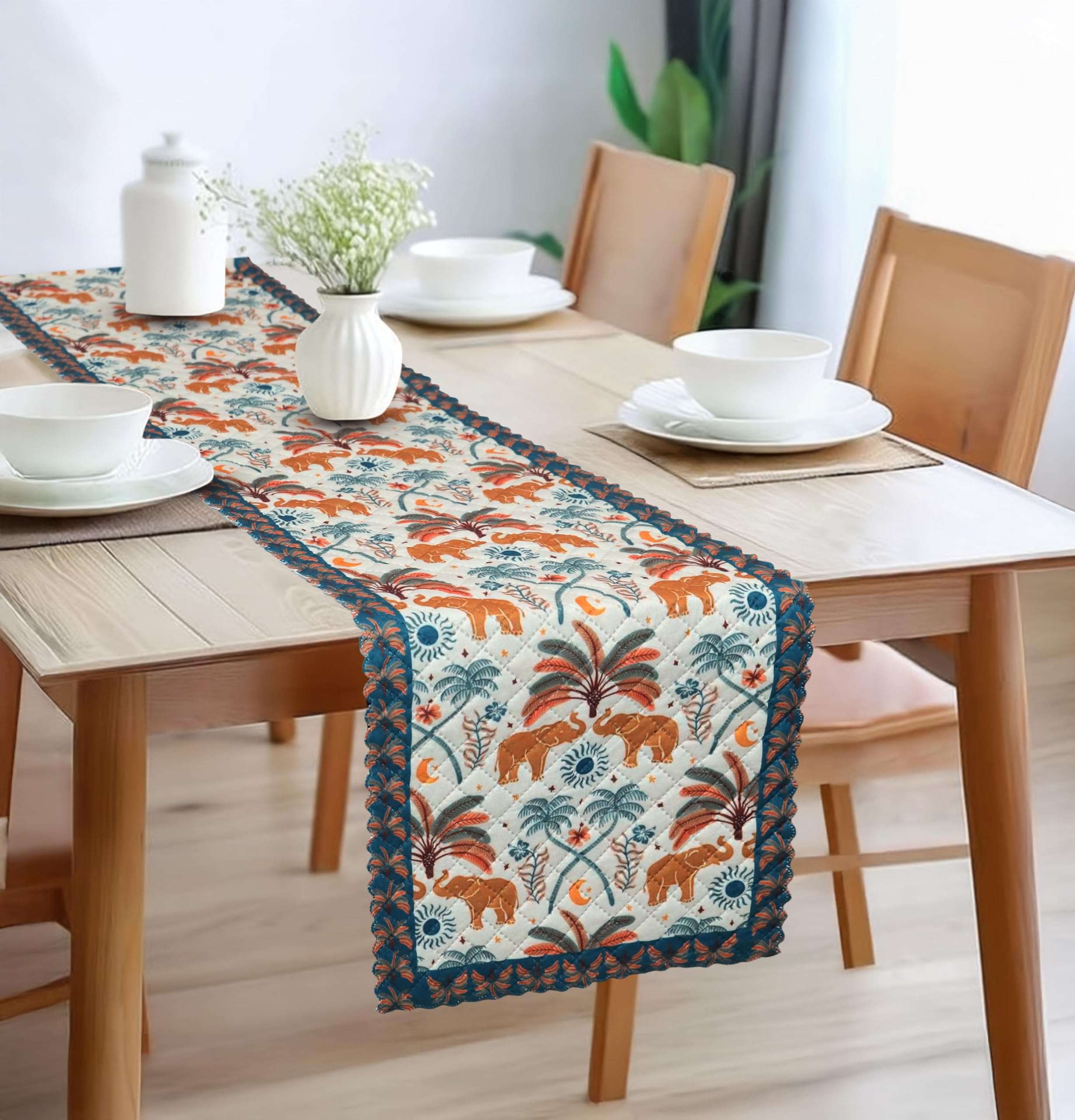 RVS Decor New Launch Printed Soft Feel Table Runner | Standard Fabric – Perfect for 4-6 Seater Dining & Kitchen Tables, Timeless Design for Parties & Family Dinners | Size 13 x 72 Inch (Cream) 1