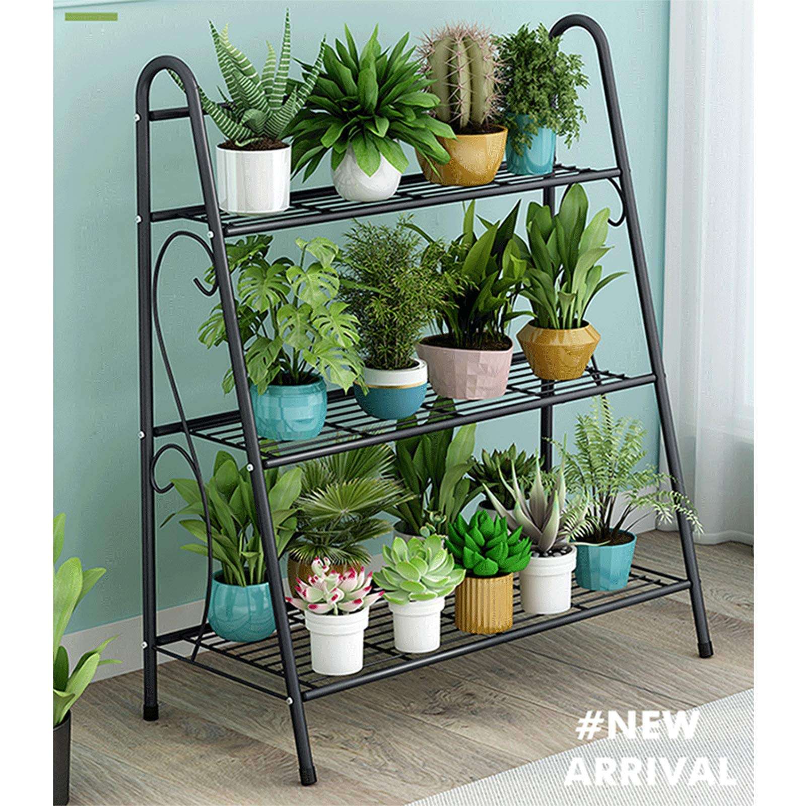 MTB 3-Tier Indoor/Outdoor Metal Plant Stand, Flower Rack, Plant Display, Bakers Rack Stand Shelf, Shoe Organizer, Multifunctional Utility Storage Organizer Pots Holder, Cold Grey 6