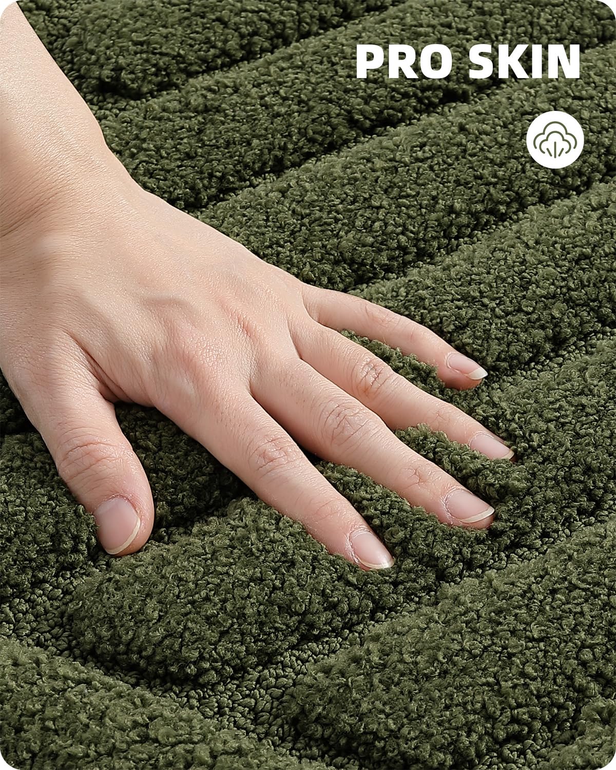 Color&Geometry 24"x36" Green Bathroom Rugs- Non Slip, Absorbent, Thick, Soft, Washable Bath Mat, 2'x3' Large Bath Rug Bath Mats for Bathroom Floor, Shower, Sink, Vanity 3