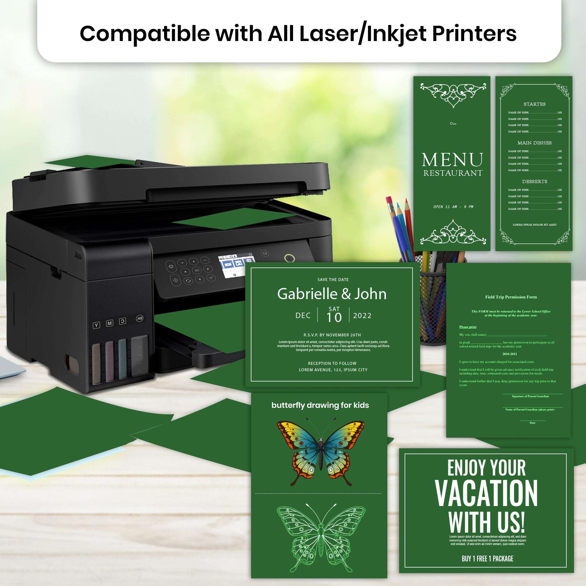 Lakeer A4 Bright Color Paper - Green Colour | 120 GSM-Premium Bright Colour Paper | Pack of 100 Sheets (29.7cm X 21cm) | Ideal for Art, Craft, Printing, etc 6