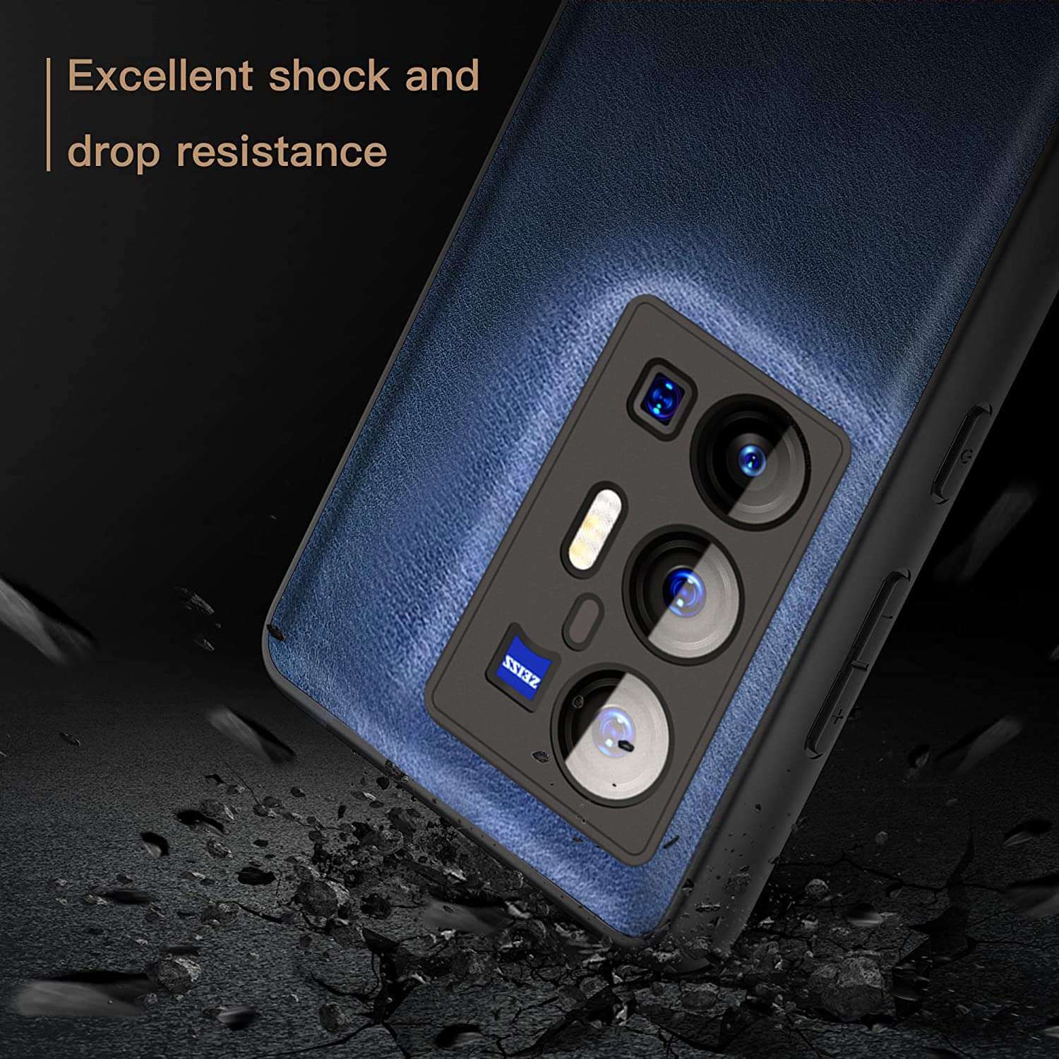 KAPA Tux Back Case for Vivo X70 Pro Plus, Slim Leather Case with Soft Edge Shockproof Back Cover (Blue) 5