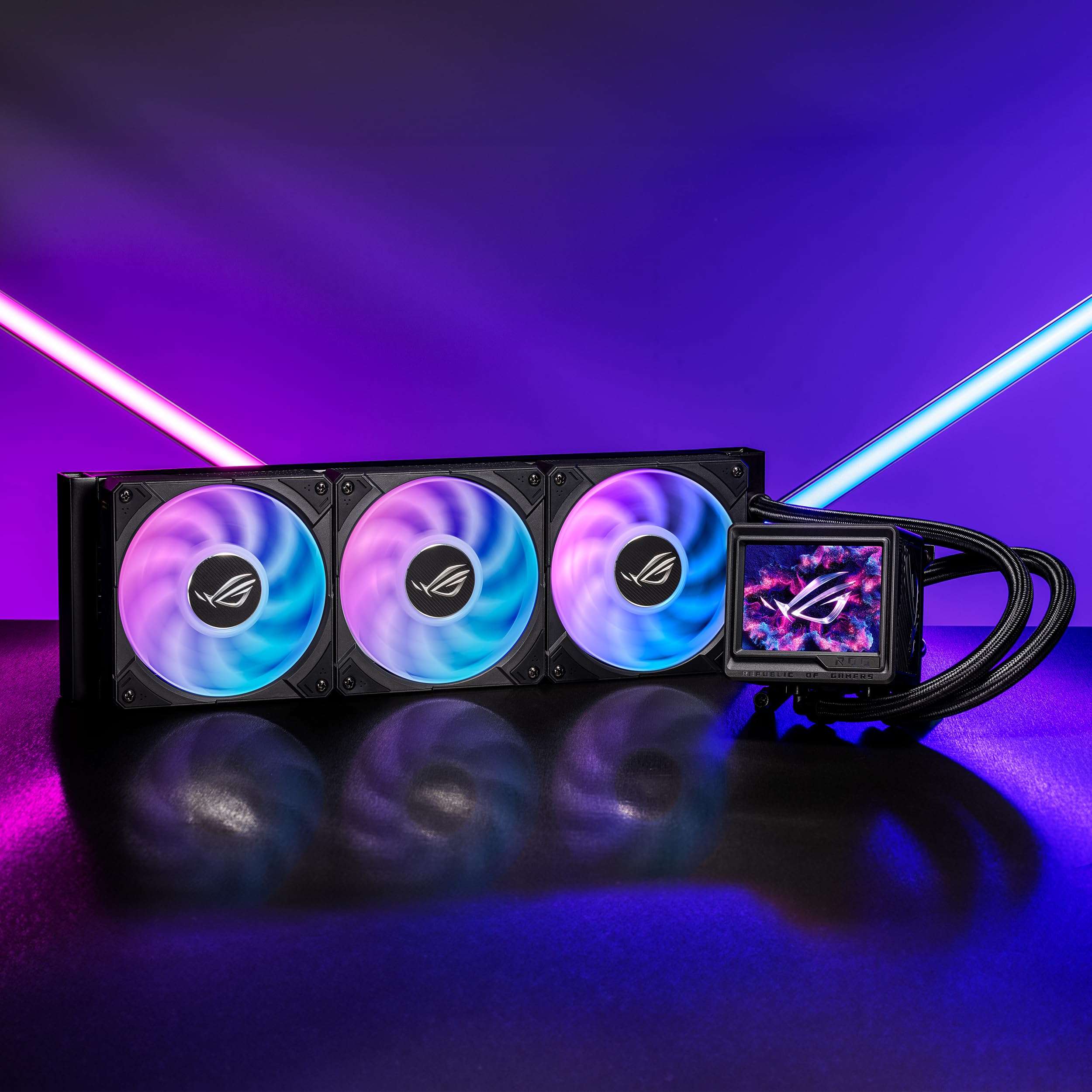 ASUS ROG RYUJIN III 360 ARGB EXTREME all-in-one AIO CPU liquid cooler, AMD Ryzen 9000 & Intel® Core™ Ultra Ready, Asetek Gen8 V2 pump; high airflow static pressure magnetic fans; customizable 3.5" LCD 3