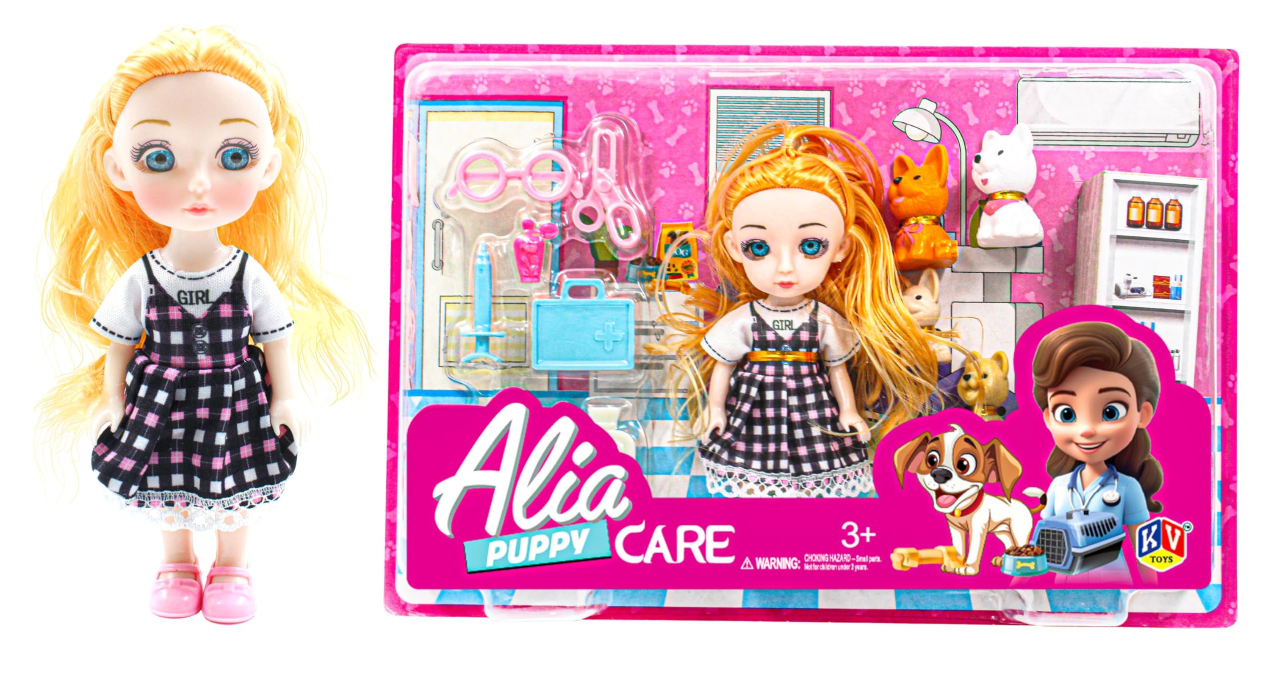 K. V. TOYS Alia Puppy Care Doll Set | Cute Puppy Theme with Accessories, Pretend Role playset with Medical equipments | Suitable for 3+ Years 3