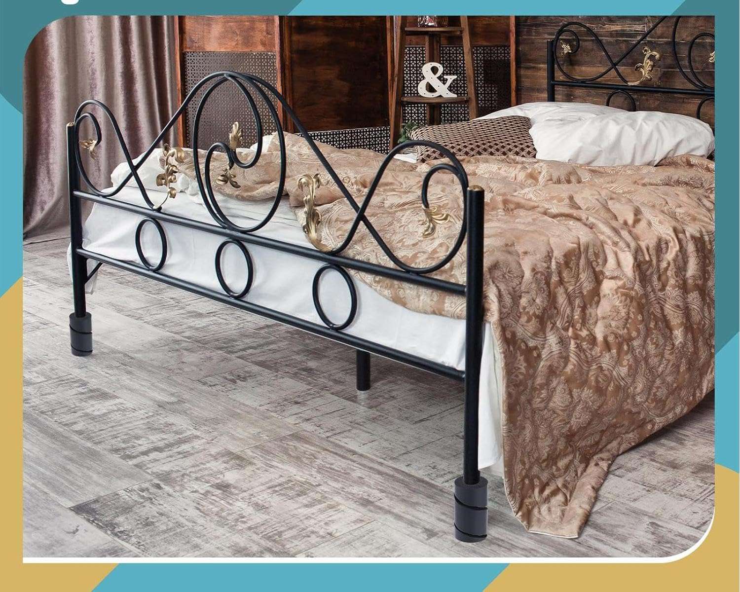 4 Pcs Bed Frame Toe Protectors 6" Bed Frame Leg Covers Feet Protectors to Keep Your Toes from Hard Furniture Legs Corner Guards, No Adhesive or Glue (Black) 6