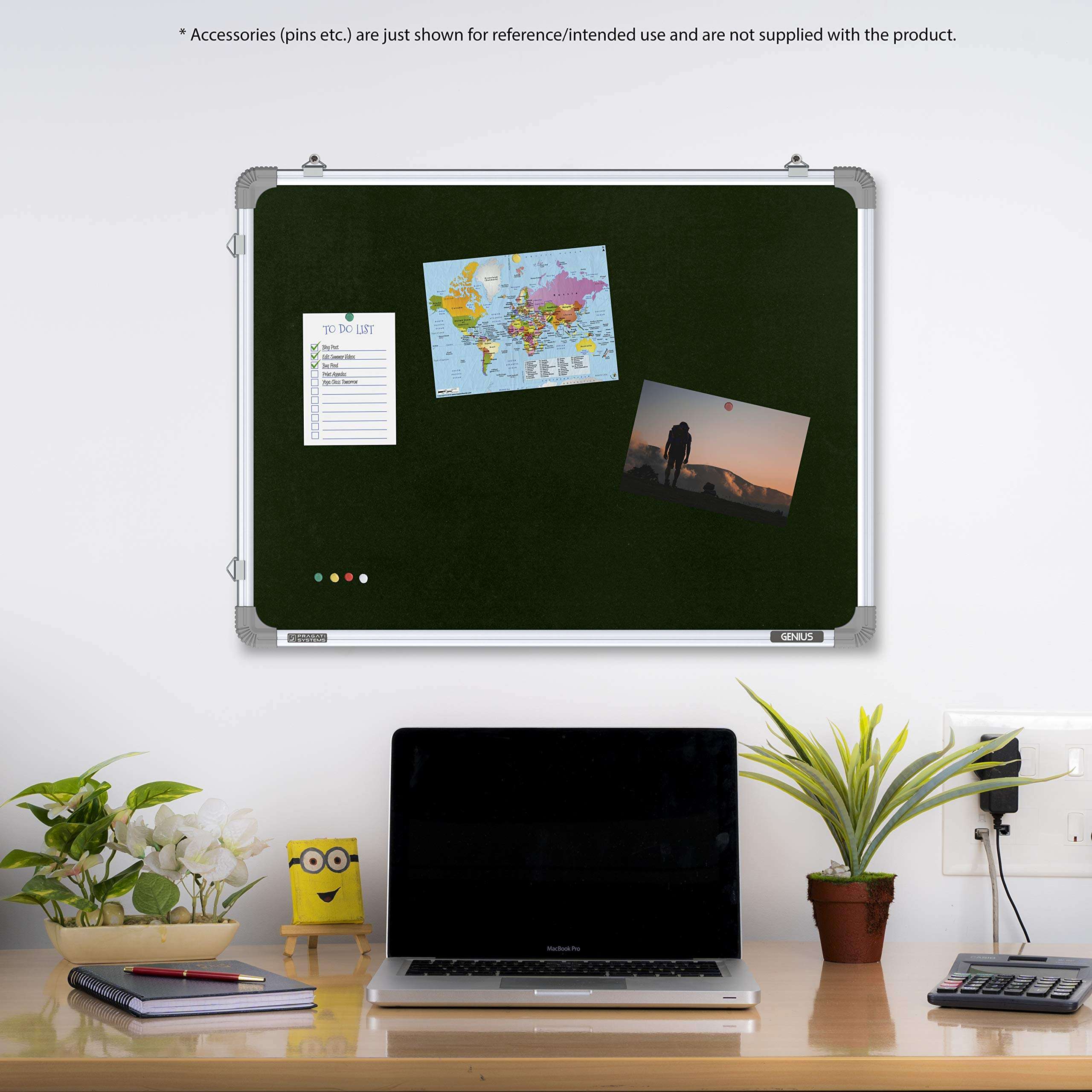 Pragati Systems® Genius Pin-up Display Board for Home, Kids, Office & School (GPUG4560), Lightweight Aluminium Frame, 1.5x2 Feet, Green (Pack of 1) 4